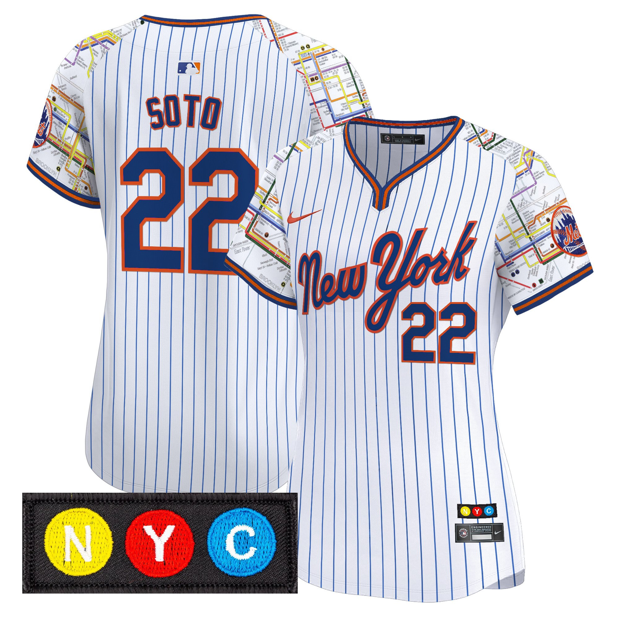Juan Soto Women's New York Mets Subway Style Vapor Premier Limited Pinstripe Jersey - Stitched