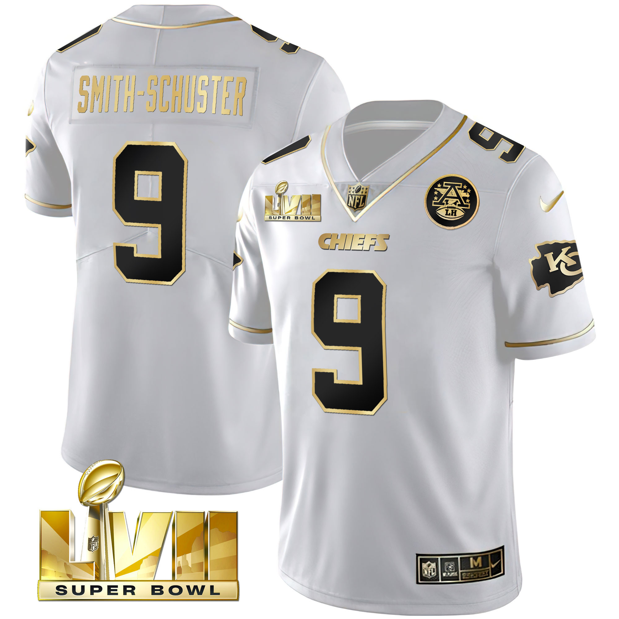 JuJu Smith-Schuster Men's JuJu Smith-Schuster Kansas City Chiefs White Gold & Black Gold White Gold Jersey - All Stitched