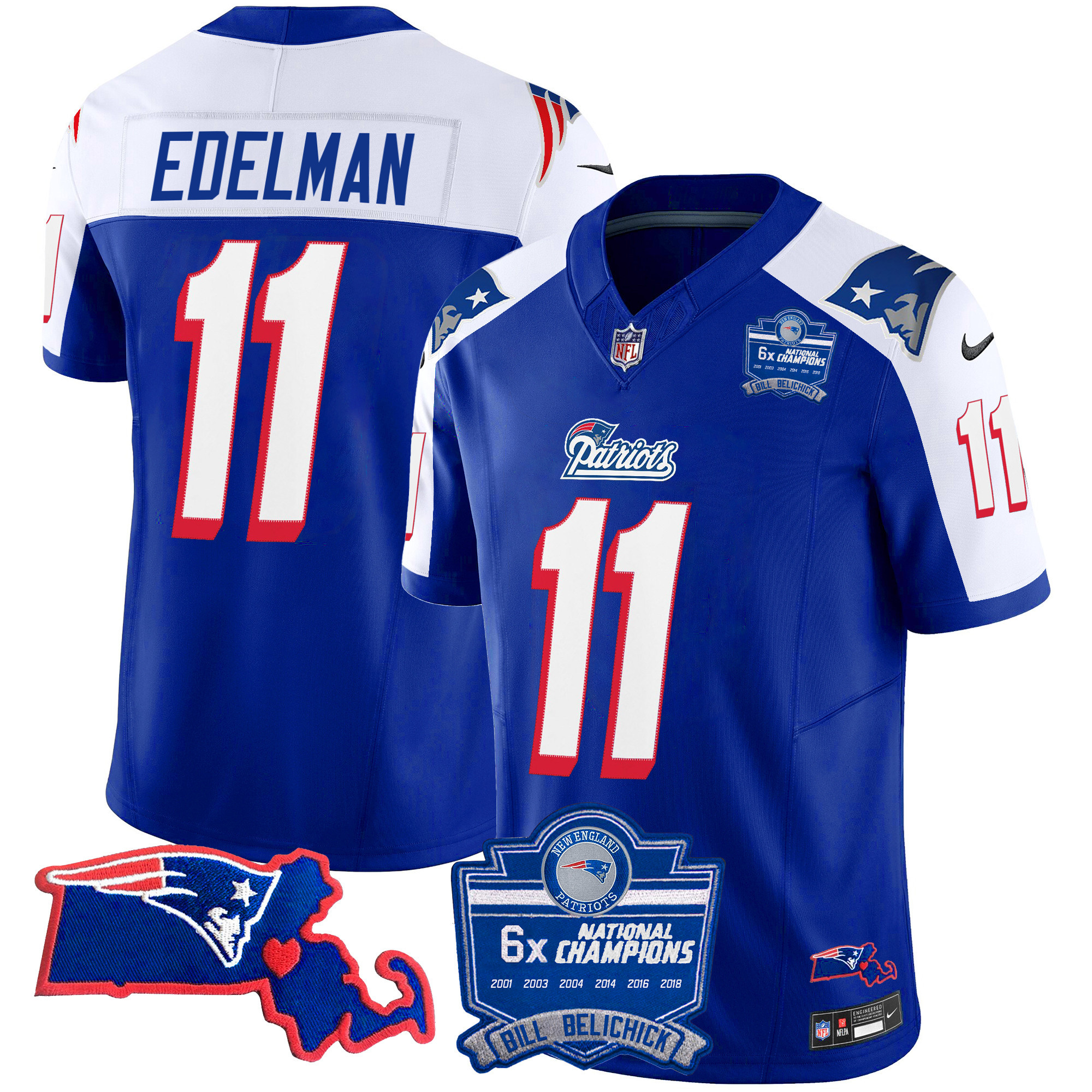 Julian Edelman Women's New England Patriots Bill Belichick 6x Champions Patch Vapor 1996 Alternate Jersey - All Stitched