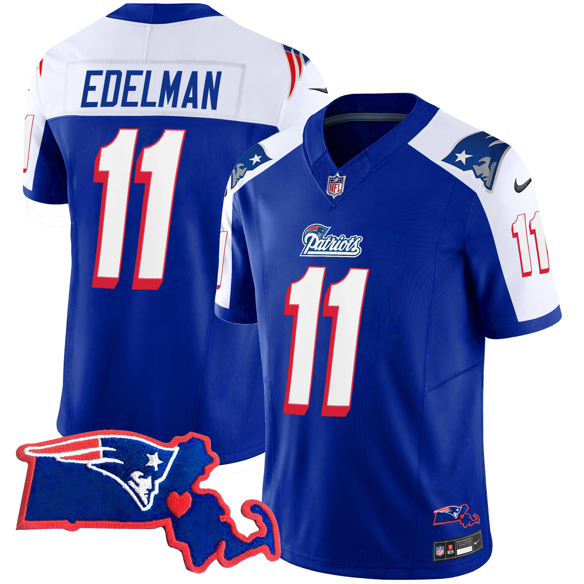 Julian Edelman Women's New England Patriots Massachusetts Patch Vapor 1996 Alternate Jersey - All Stitched
