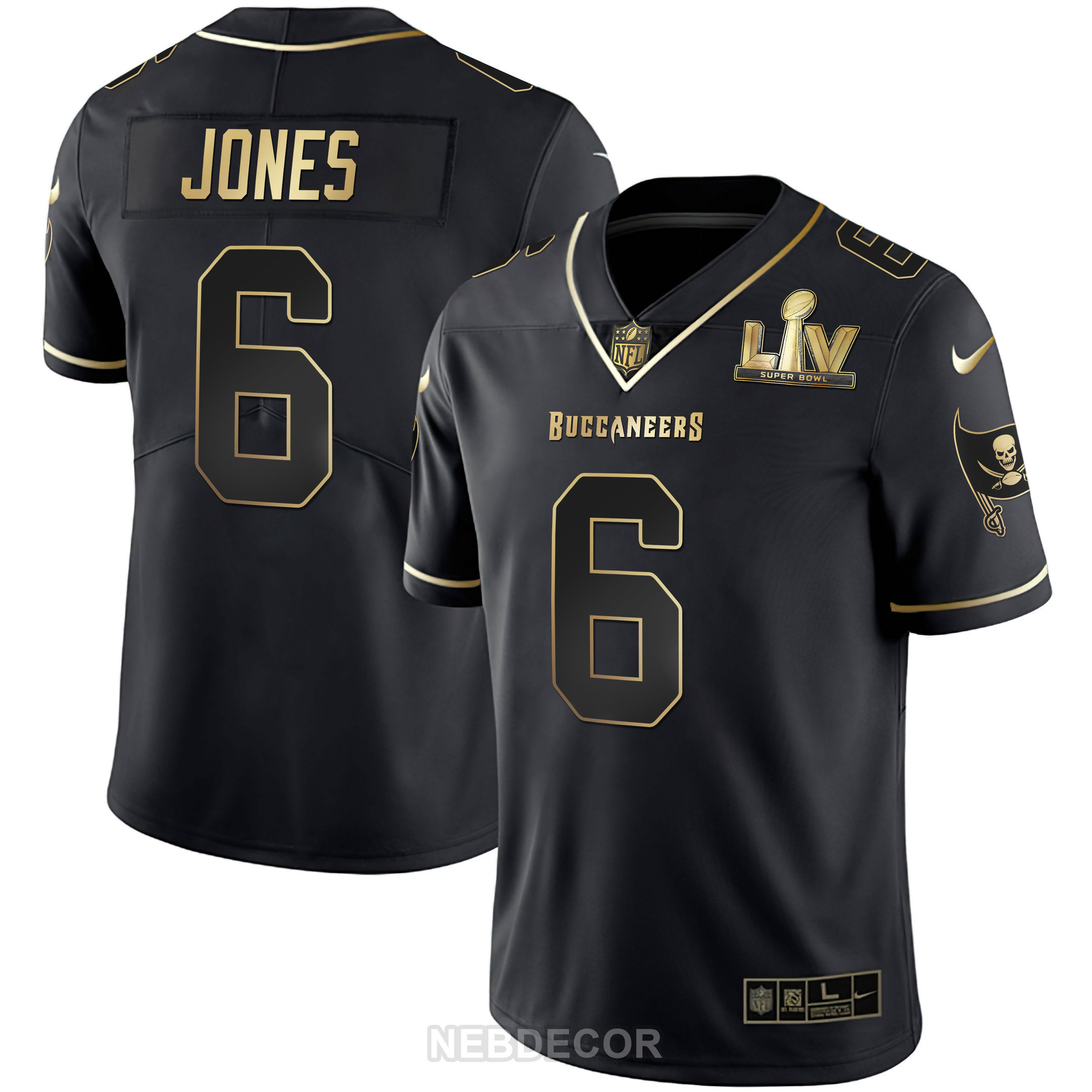Julio Jones Men's Tampa Bay Buccaneers Super Bowl LIV White Gold & Black Gold Black Gold Jersey - All Stitched