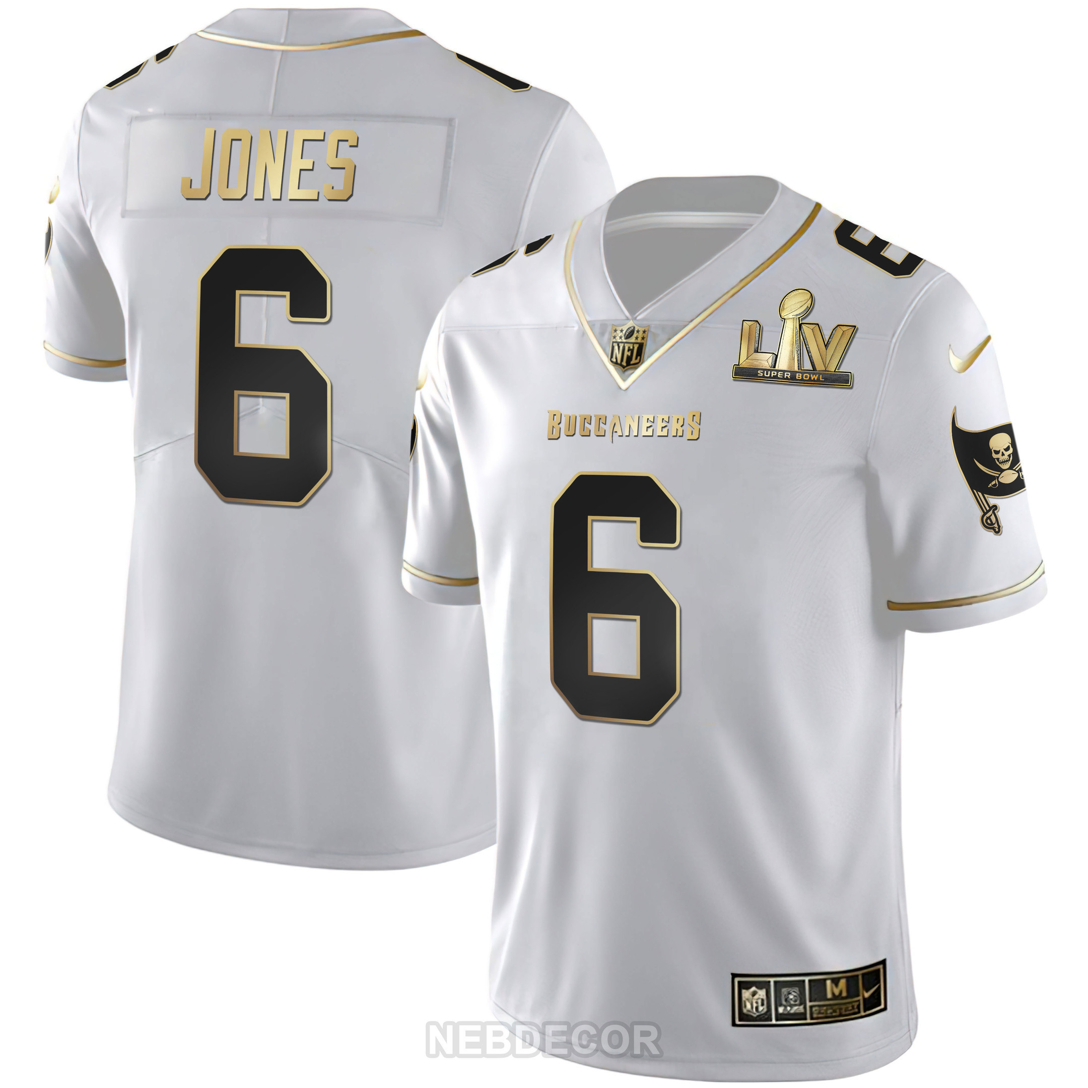 Julio Jones Men's Tampa Bay Buccaneers Super Bowl LIV White Gold & Black Gold White Gold Jersey - All Stitched