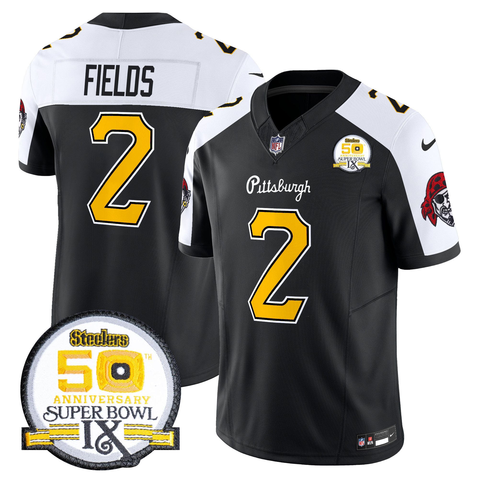 Justin Fields Men's Pittsburgh Steelers 2024 Vapor Limited Black Alternate Jersey - All Stitched
