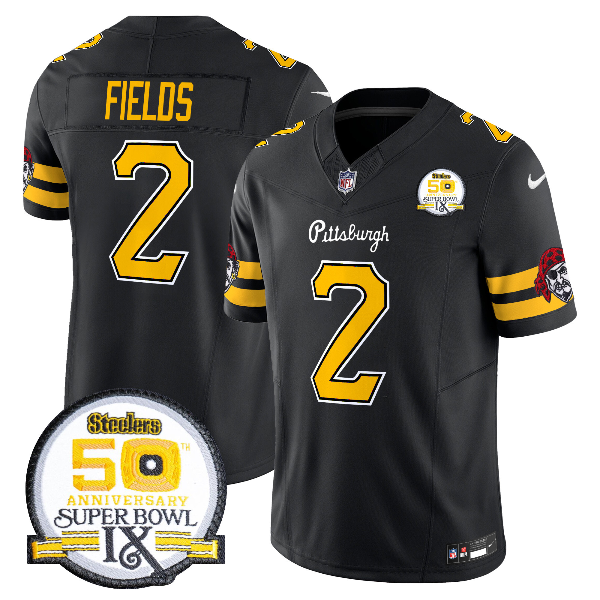Justin Fields Men's Pittsburgh Steelers 2024 Vapor Limited Black Jersey - All Stitched