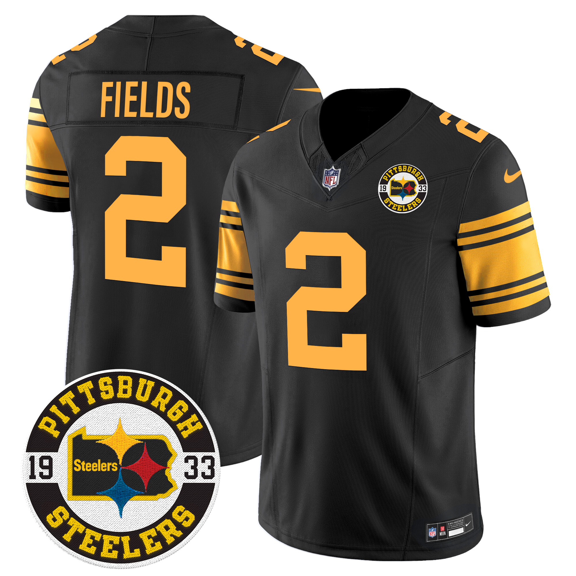 Justin Fields Men's Pittsburgh Steelers 2024 Vapor Limited Color Rush Jersey - All Stitched