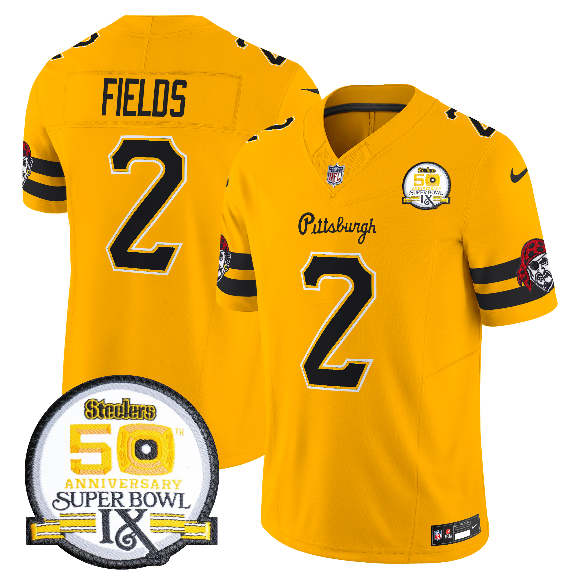 Justin Fields Men's Pittsburgh Steelers 2024 Vapor Limited Gold Jersey - All Stitched