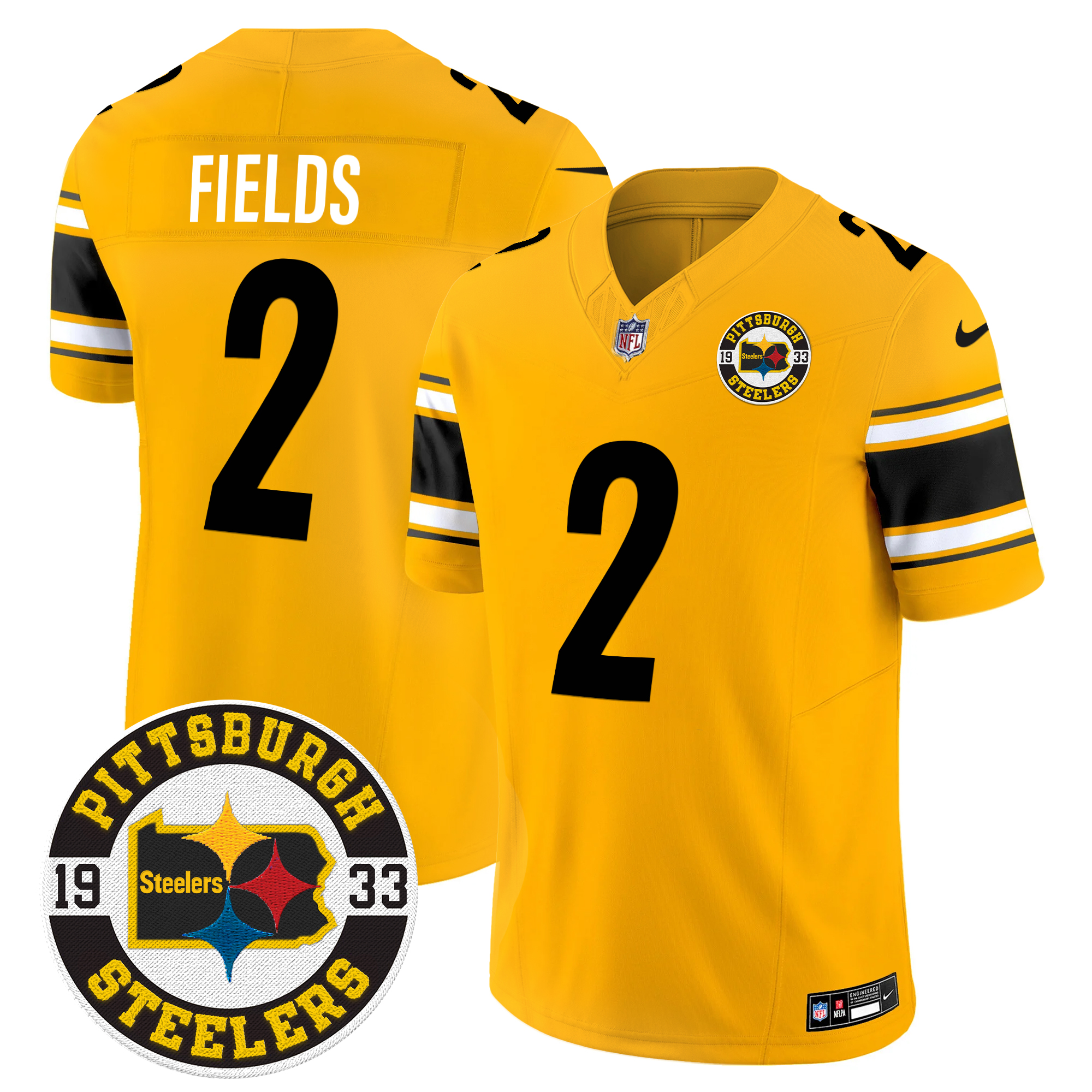 Justin Fields Men's Pittsburgh Steelers 2024 Vapor Limited Gold Jersey - All Stitched