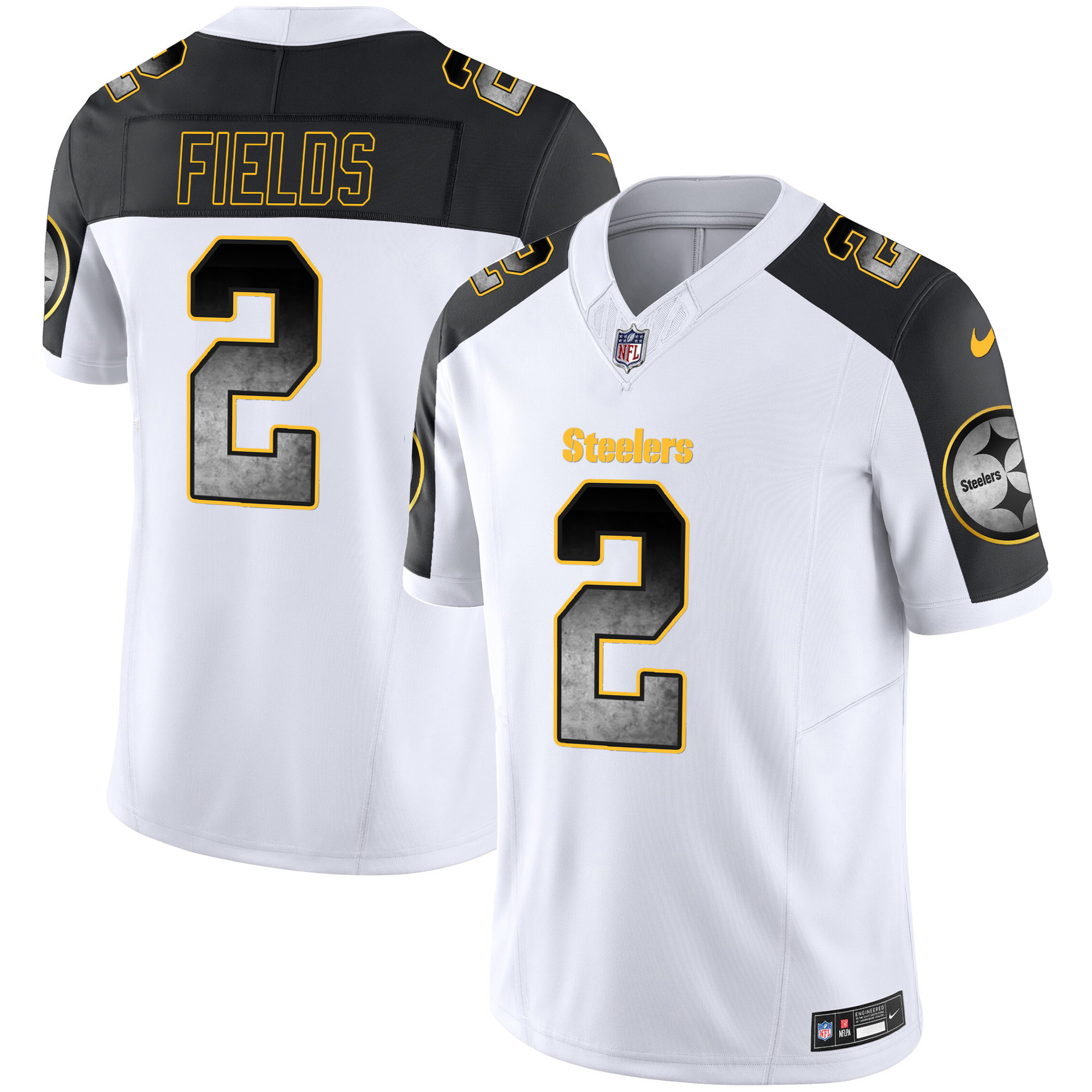 Justin Fields Men's Pittsburgh Steelers Arch Smoke Vapor Inverted Jersey - All Stitched