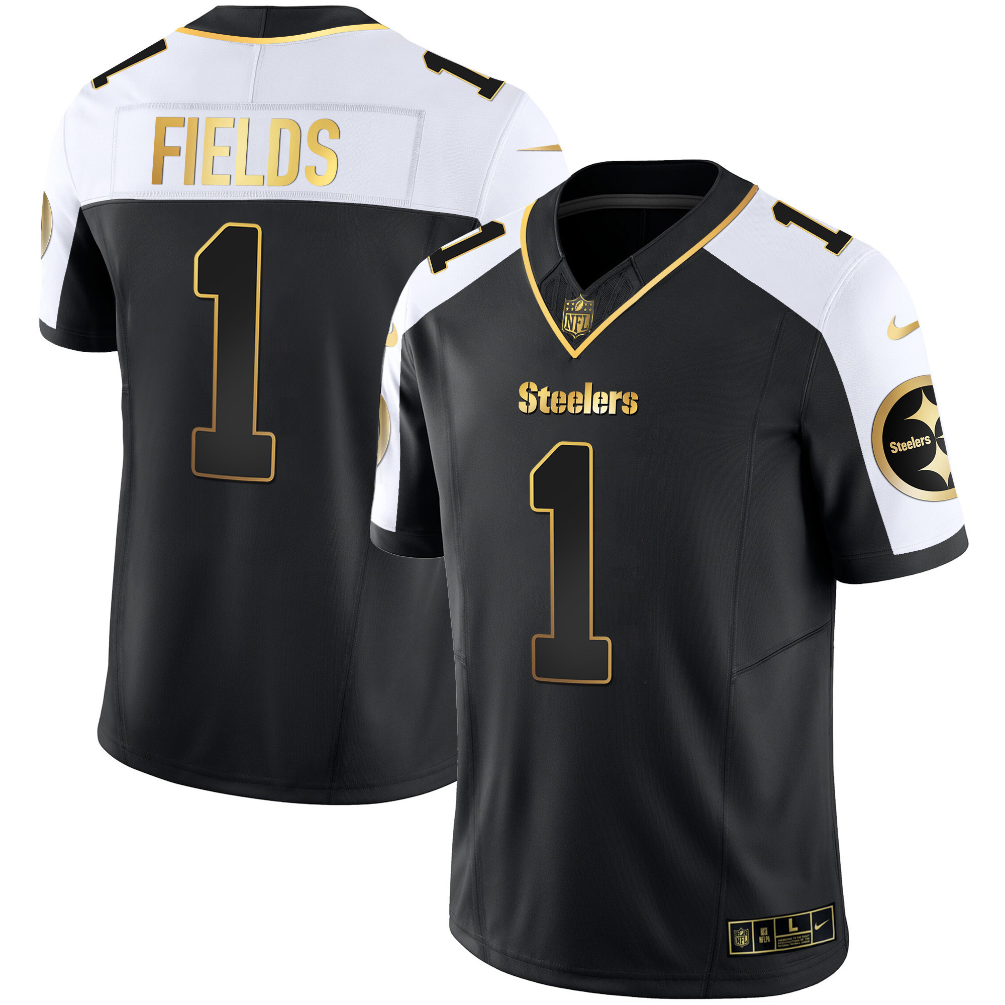 Justin Fields Men's Pittsburgh Steelers Gold Vapor Alternate Jersey - All Stitched