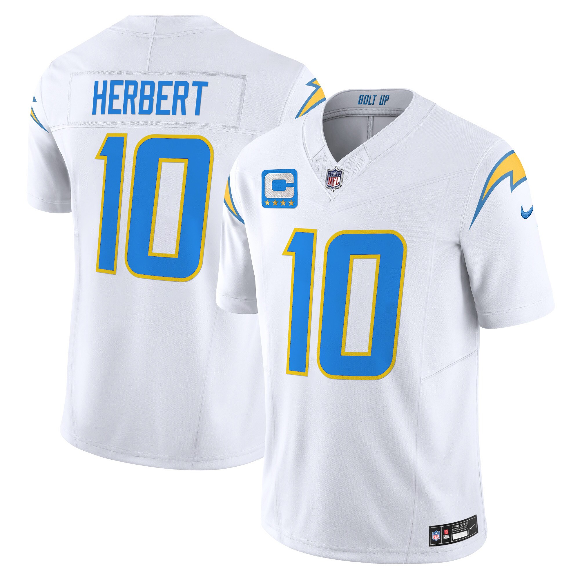 Justin Herbert Men's Los Angeles Chargers 2024 Vapor Limited White Jersey - All Stitched