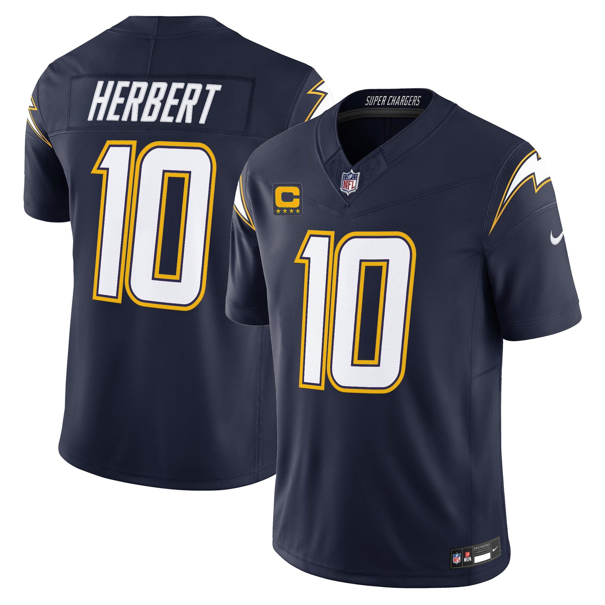 Justin Herbert Men's Los Angeles Chargers 2025 Alternate Charger Power Vapor Limited Navy Jersey - All Stitched
