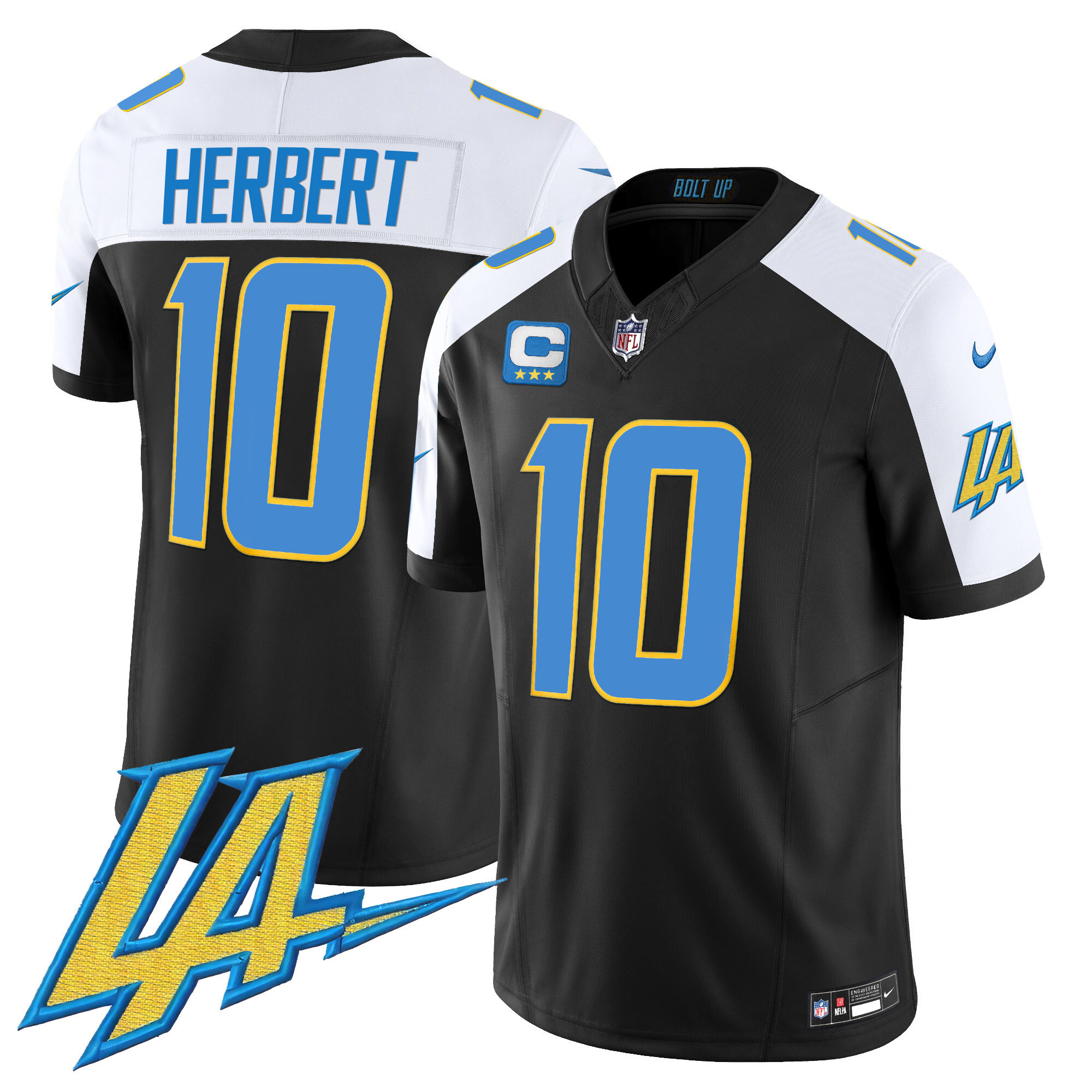 Justin Herbert Men's Los Angeles Chargers Vapor Limited Black Alternate Jersey - All Stitched