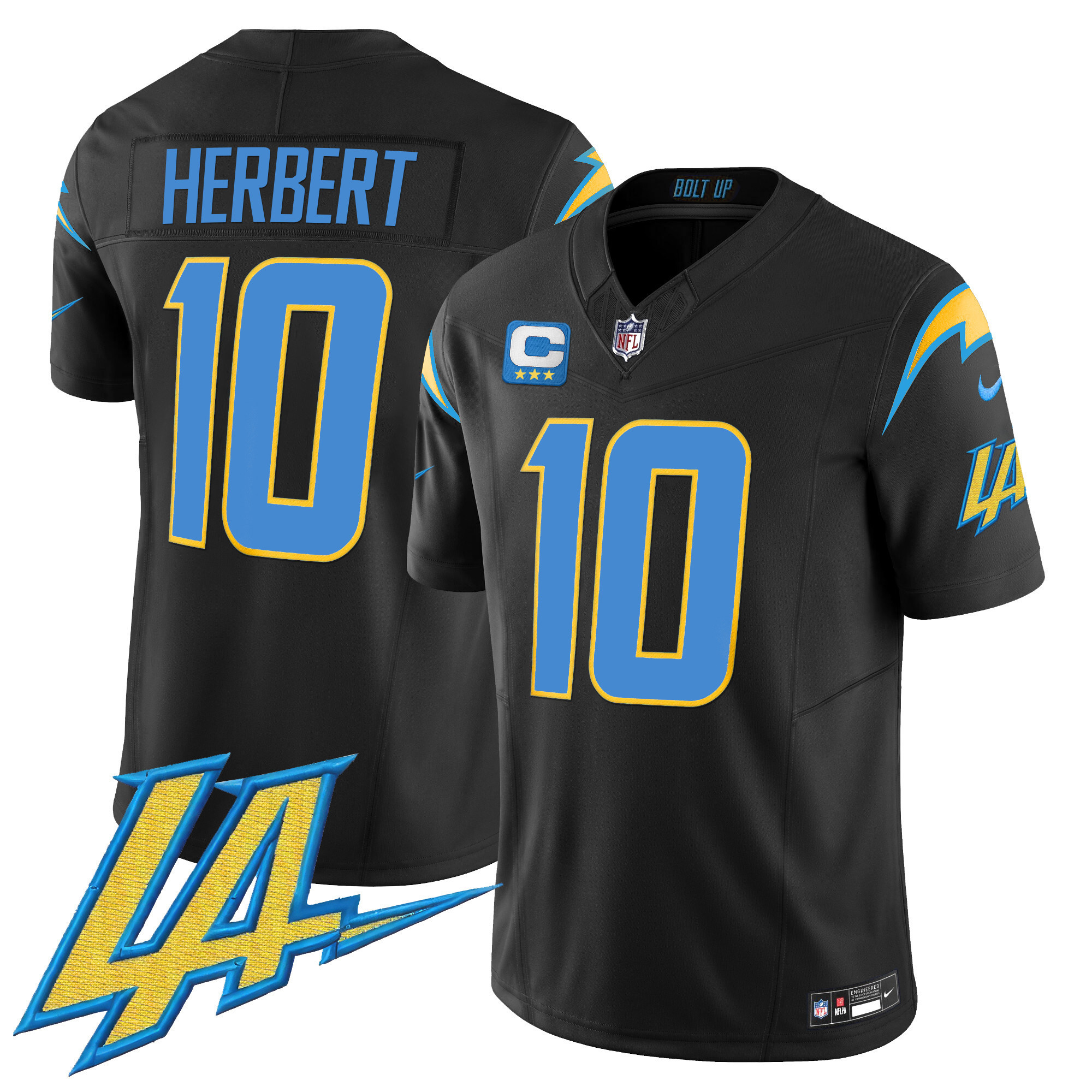 Justin Herbert Men's Los Angeles Chargers Vapor Limited Black Jersey - All Stitched