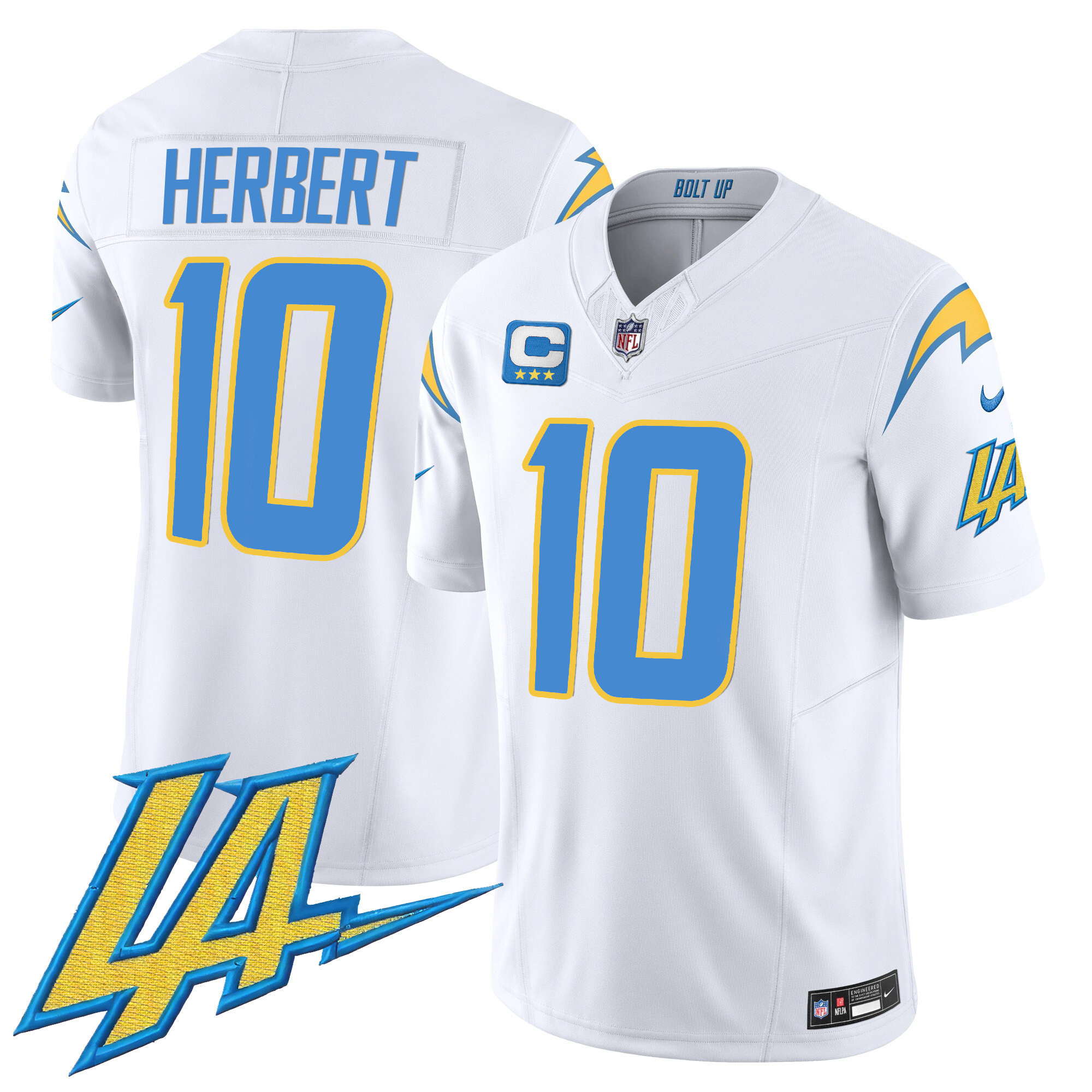 Justin Herbert Men's Los Angeles Chargers Vapor Limited White Jersey - All Stitched