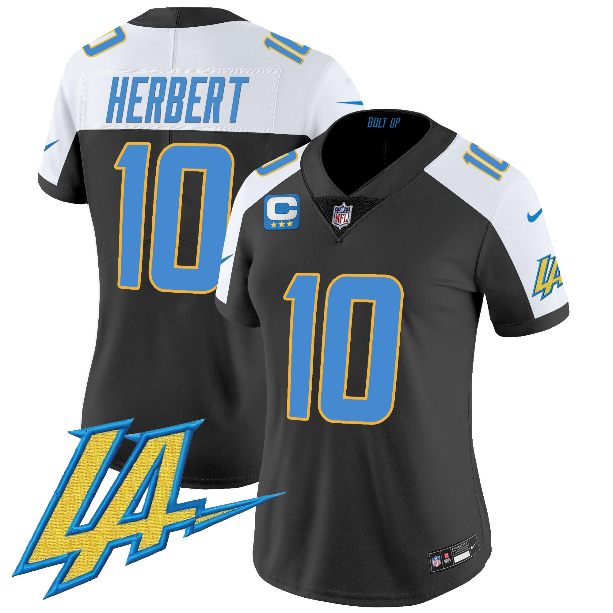 Justin Herbert Women's Los Angeles Chargers Vapor Limited Black Alternate Jersey - All Stitched