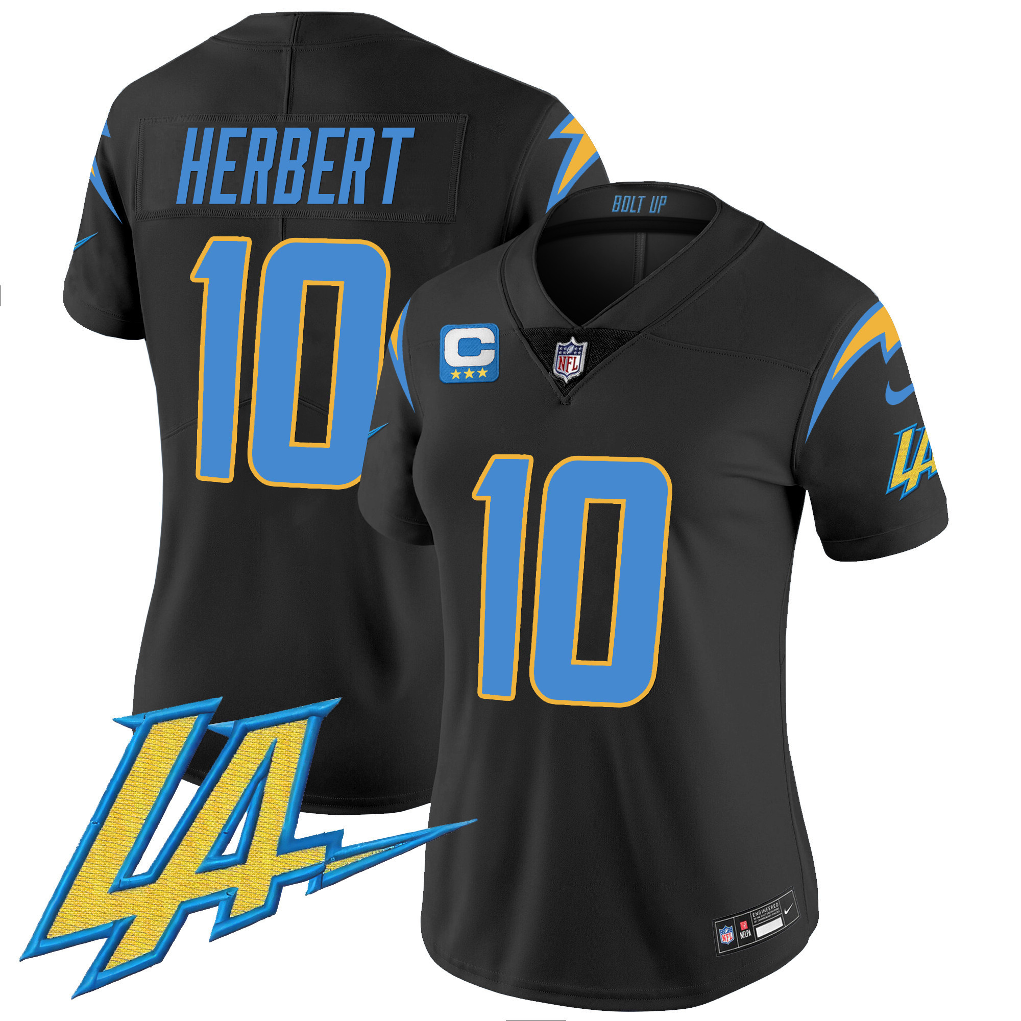 Justin Herbert Women's Los Angeles Chargers Vapor Limited Black Jersey - All Stitched