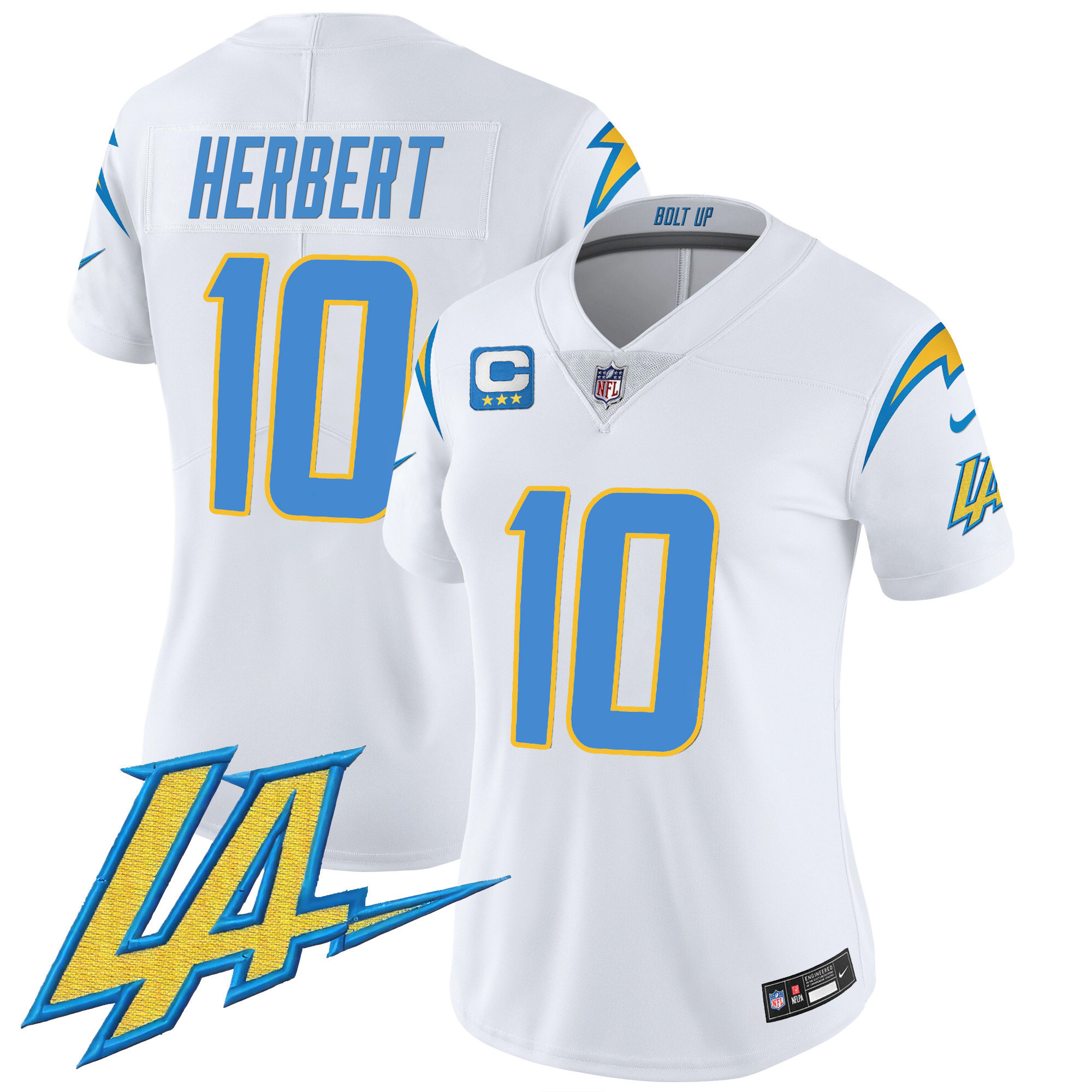 Justin Herbert Women's Los Angeles Chargers Vapor Limited White Jersey - All Stitched