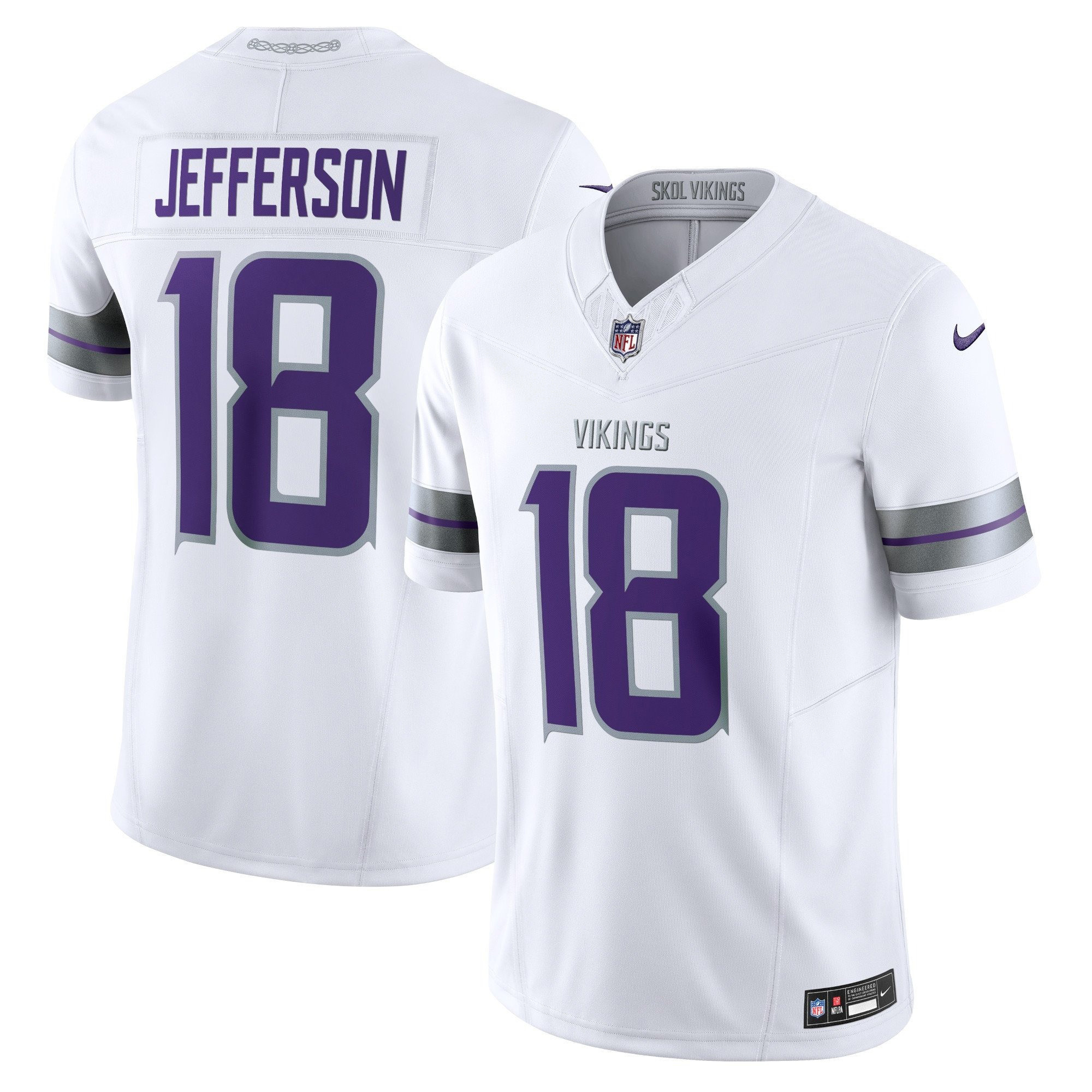 Justin Jefferson Men's 2024 Minnesota Vikings Winter Warrior Vapor Limited White Jersey - All Stitched