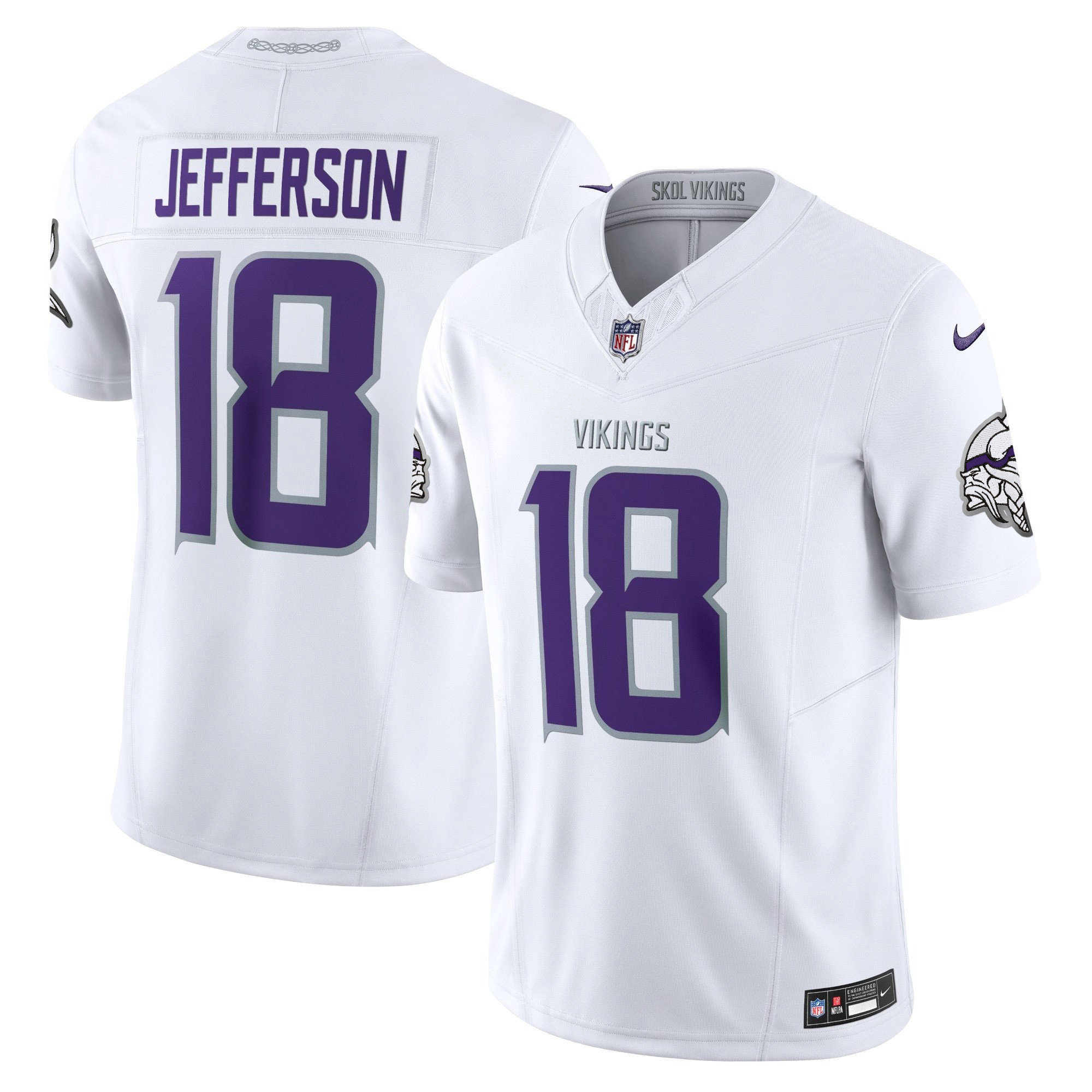 Justin Jefferson Men's 2024 Minnesota Vikings Winter Warrior Vapor Limited White Limited Jersey - All Stitched