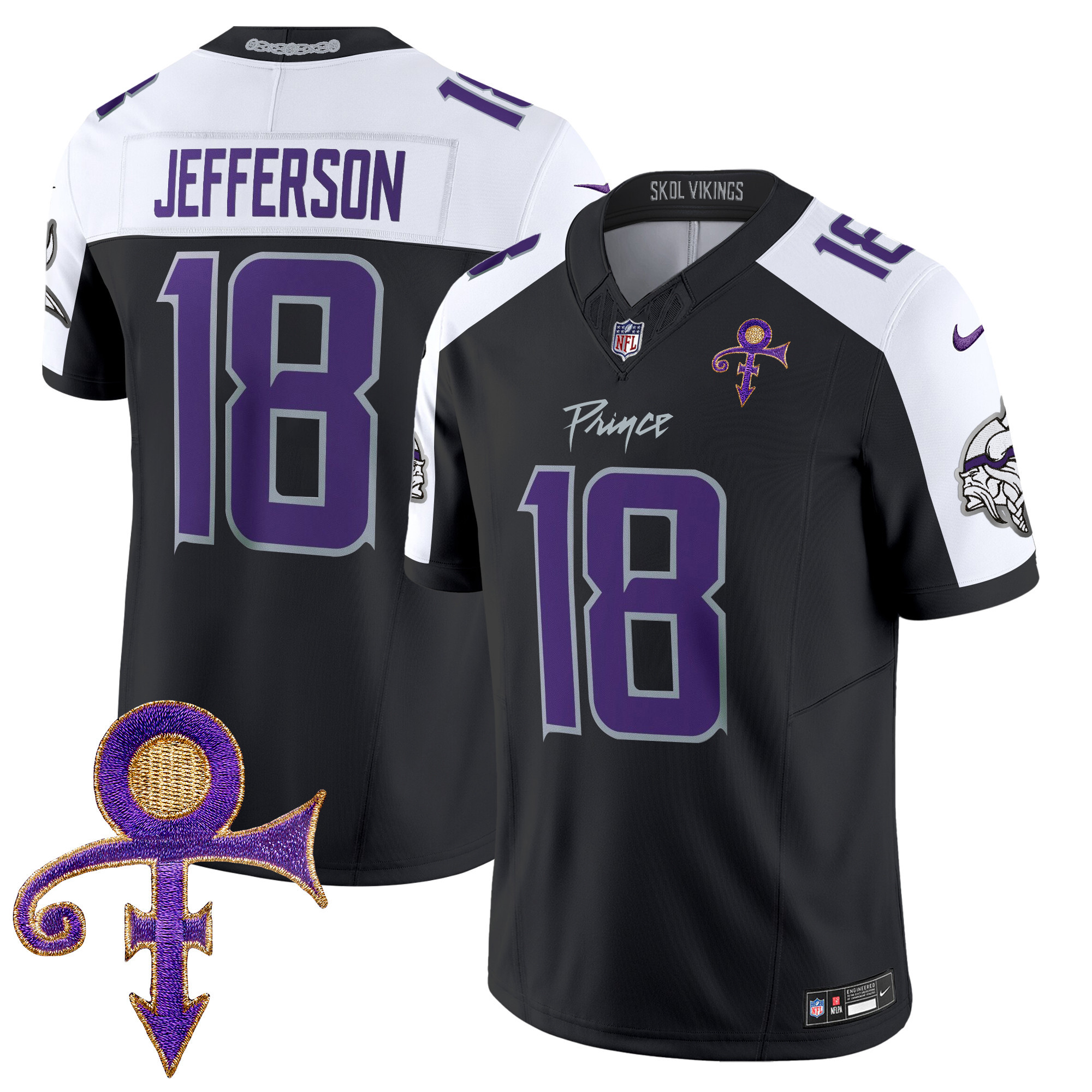 Justin Jefferson Men's Minnesota Vikings 2024 Prince Vapor Limited Black Alternate Jersey - All Stitched