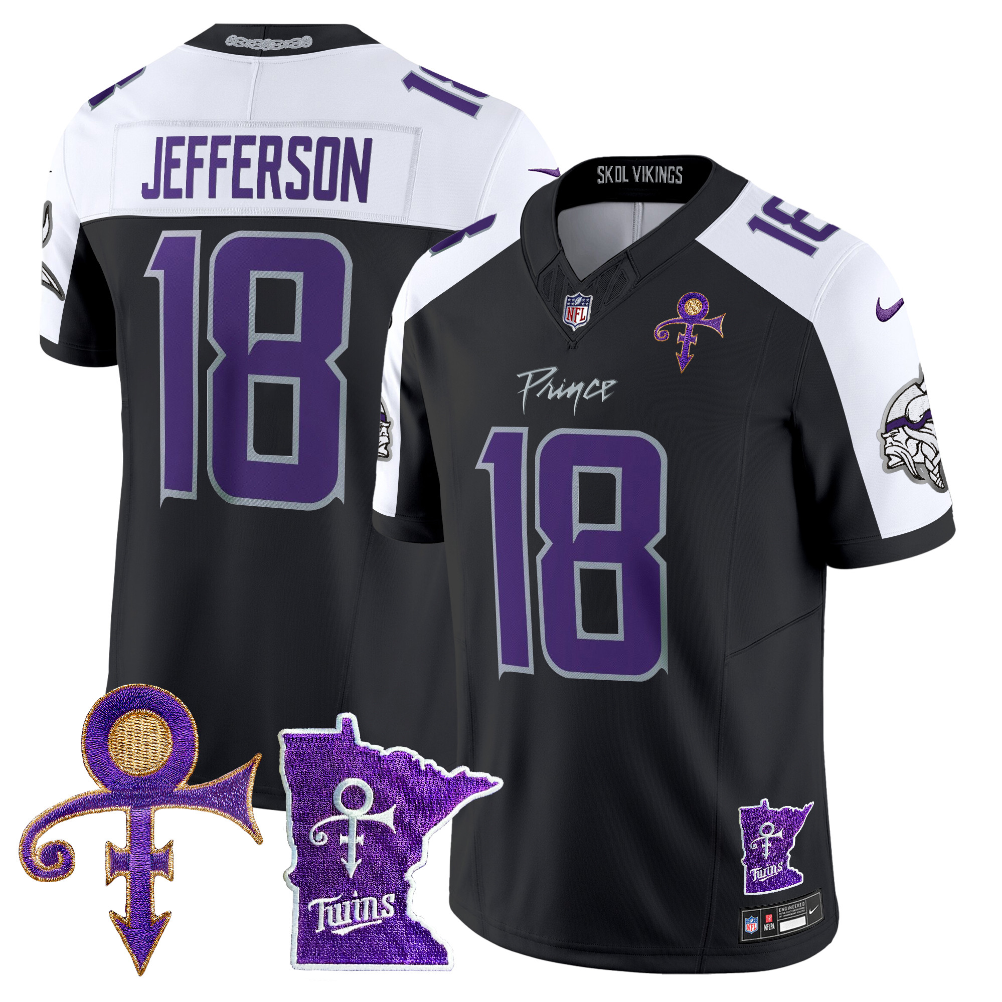 Justin Jefferson Men's Minnesota Vikings 2024 Prince Vapor Limited Black Alternate Jersey - All Stitched