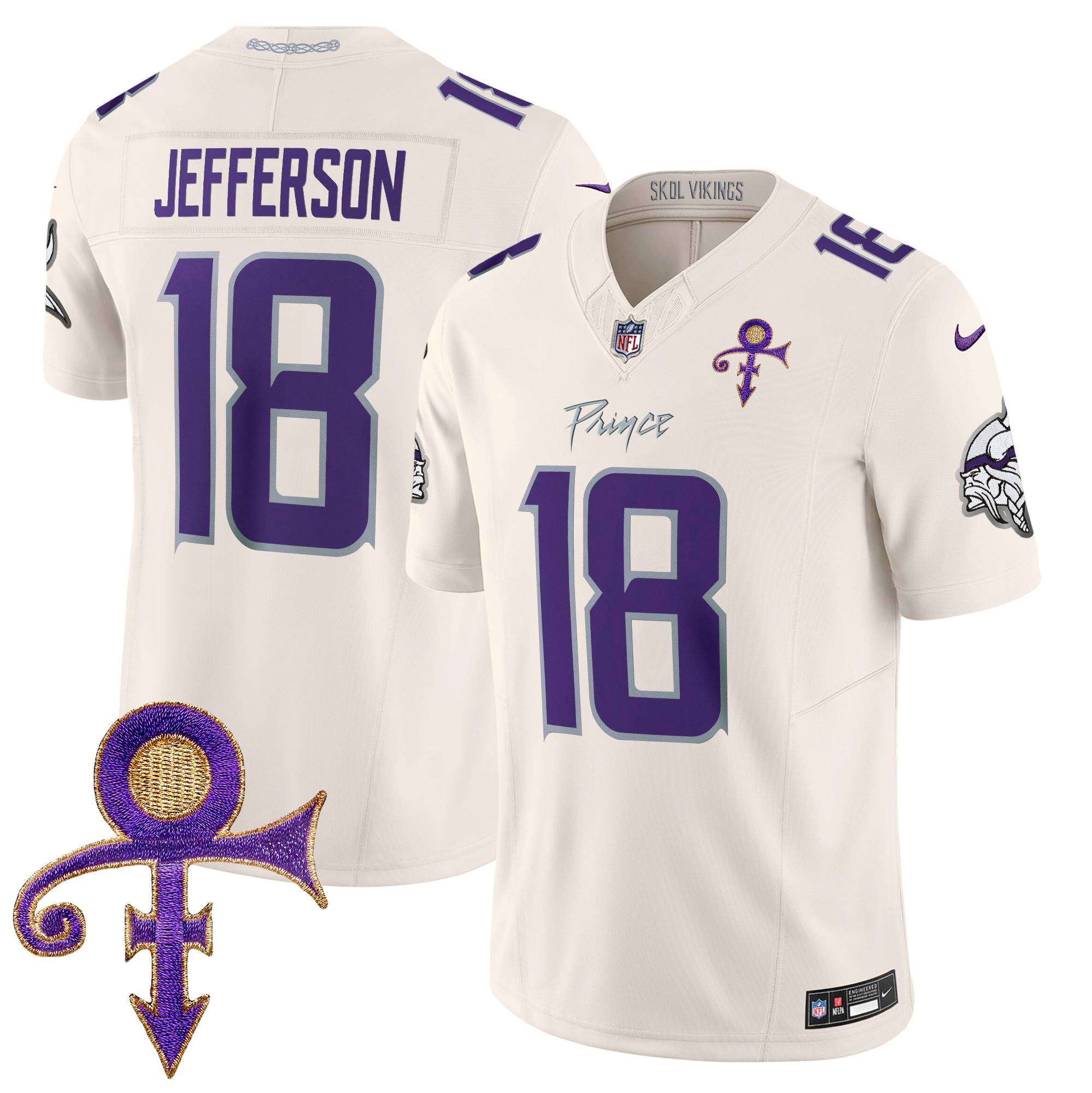 Justin Jefferson Men's Minnesota Vikings 2024 Prince Vapor Limited Cream Jersey - All Stitched