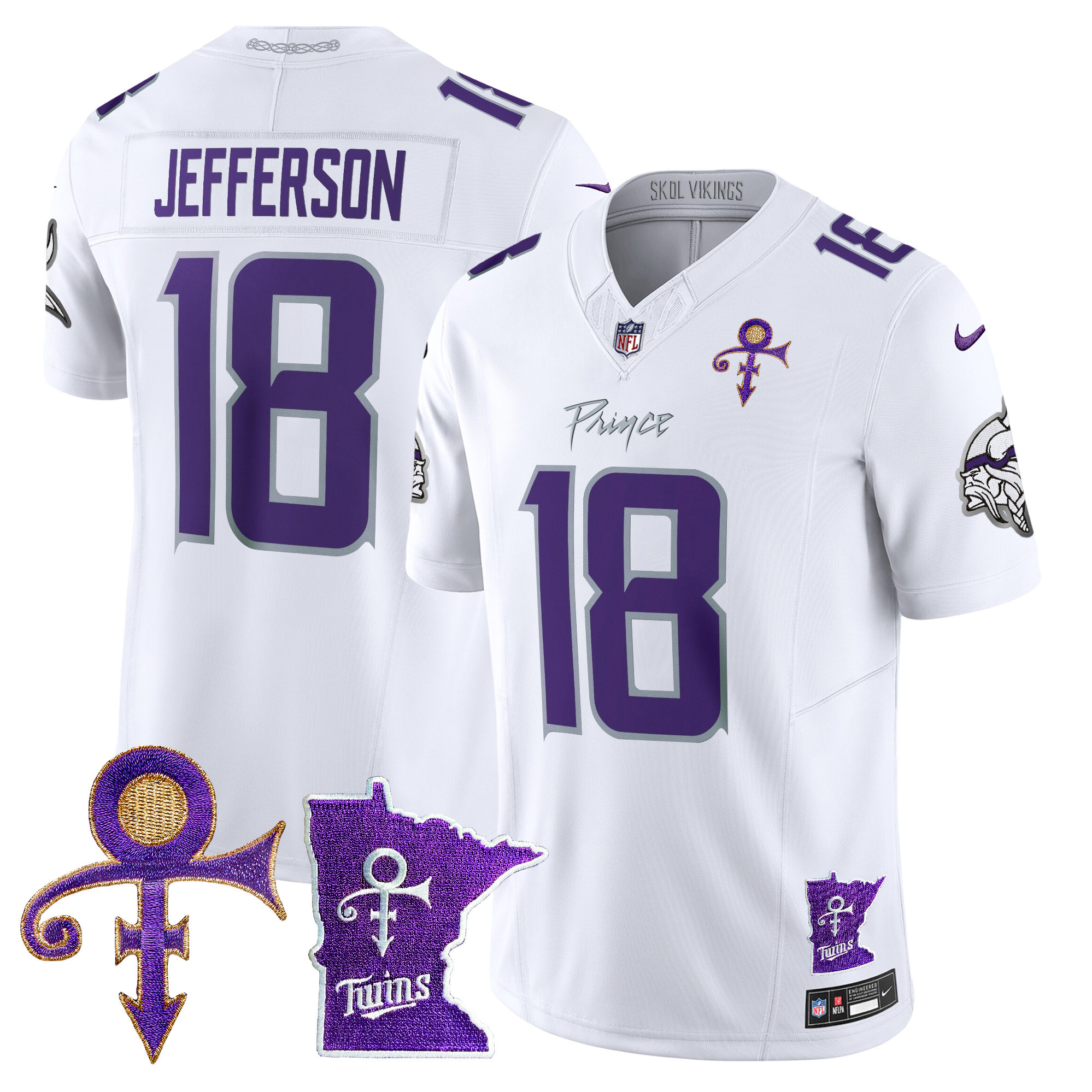 Justin Jefferson Men's Minnesota Vikings 2024 Prince Vapor Limited White Limited Jersey - All Stitched