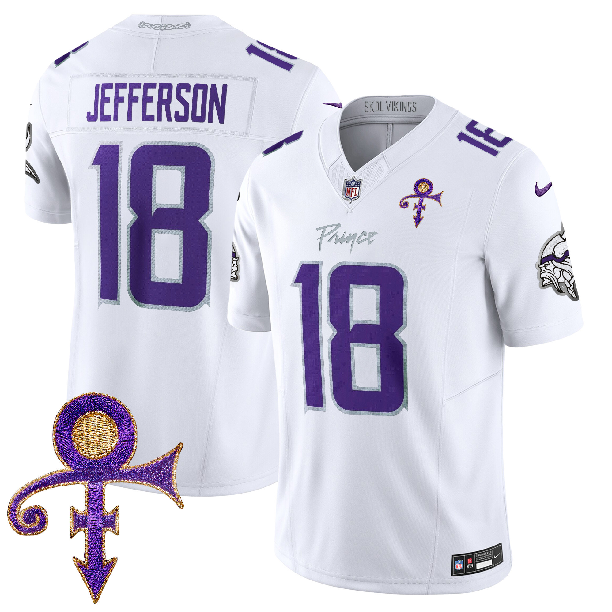 Justin Jefferson Men's Minnesota Vikings 2024 Prince Vapor Limited White Limited Jersey - All Stitched