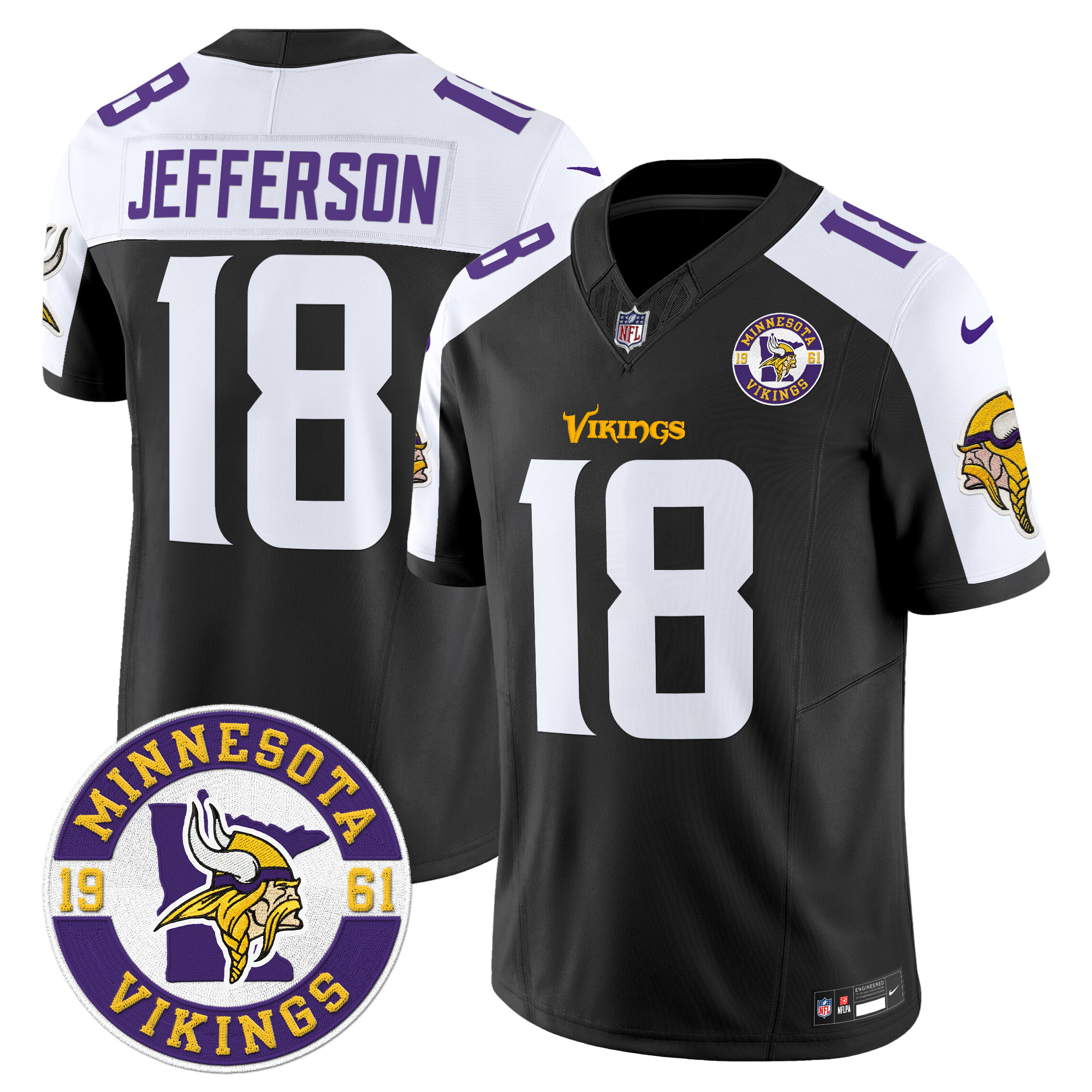 Justin Jefferson Men's Minnesota Vikings 2024 Vapor Limited Black Alternate Jersey - All Stitched