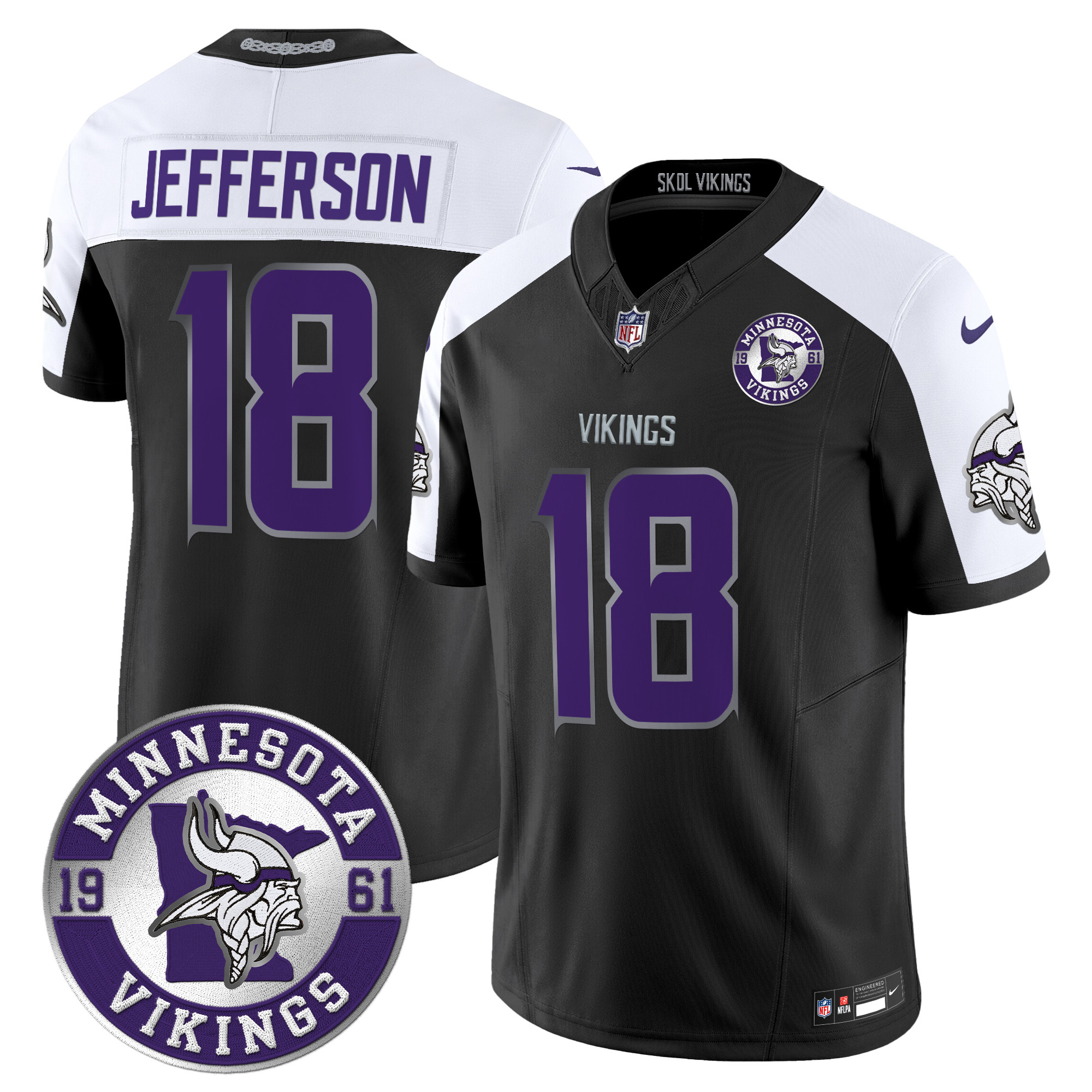 Justin Jefferson Men's Minnesota Vikings 2024 Vapor Limited Black Alternate Jersey - All Stitched