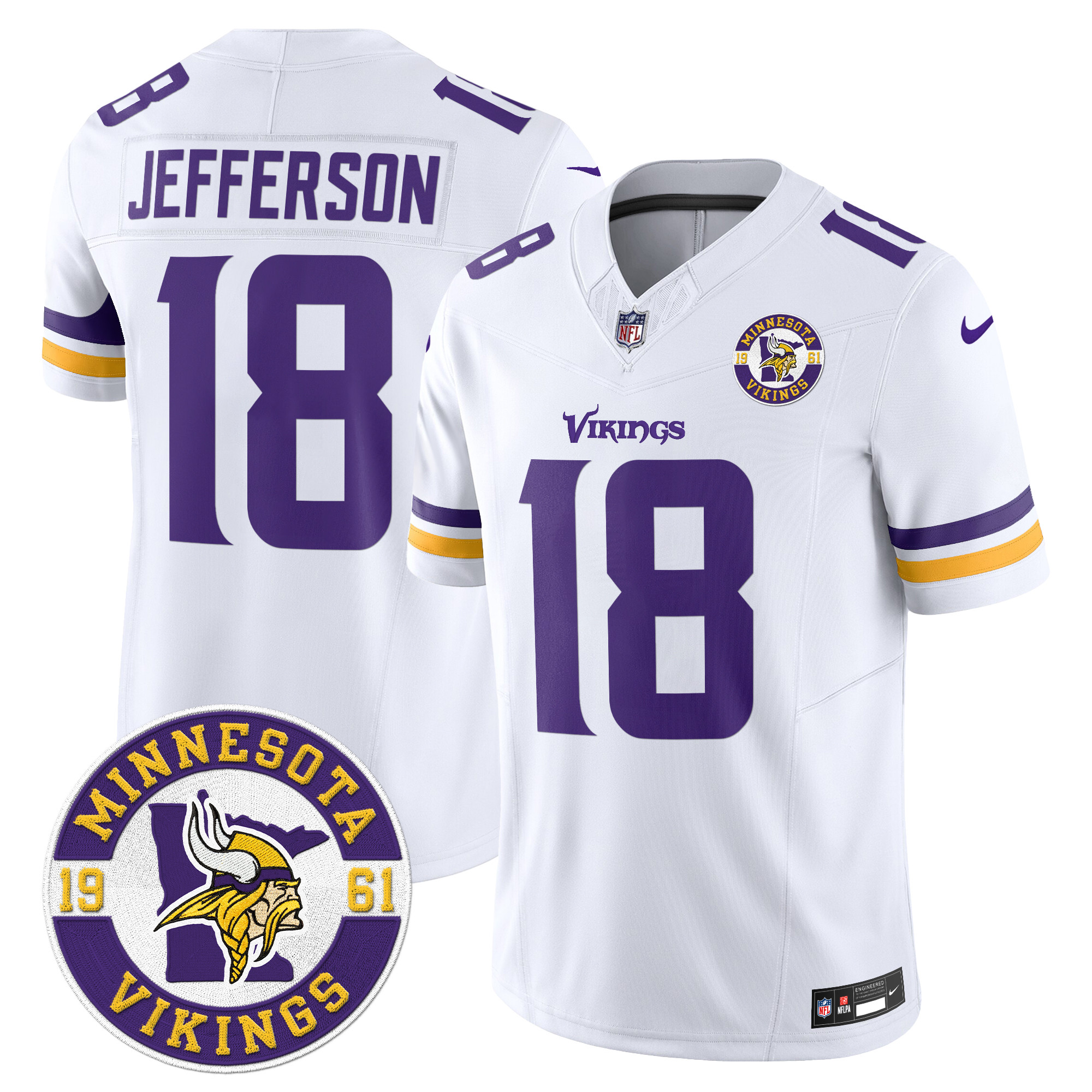 Justin Jefferson Men's Minnesota Vikings 2024 Vapor Limited White Jersey - All Stitched