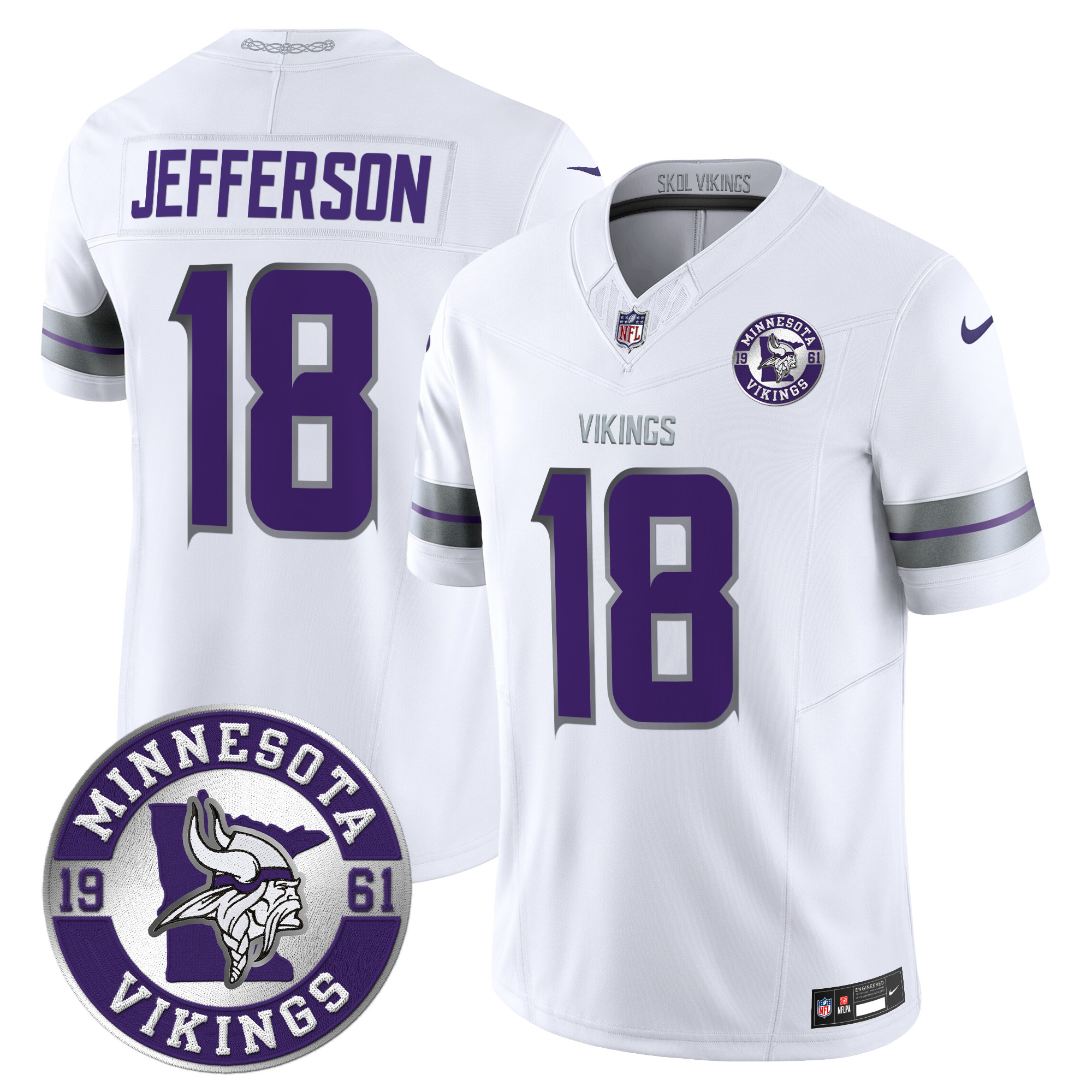 Justin Jefferson Men's Minnesota Vikings 2024 Vapor Limited White Jersey - All Stitched
