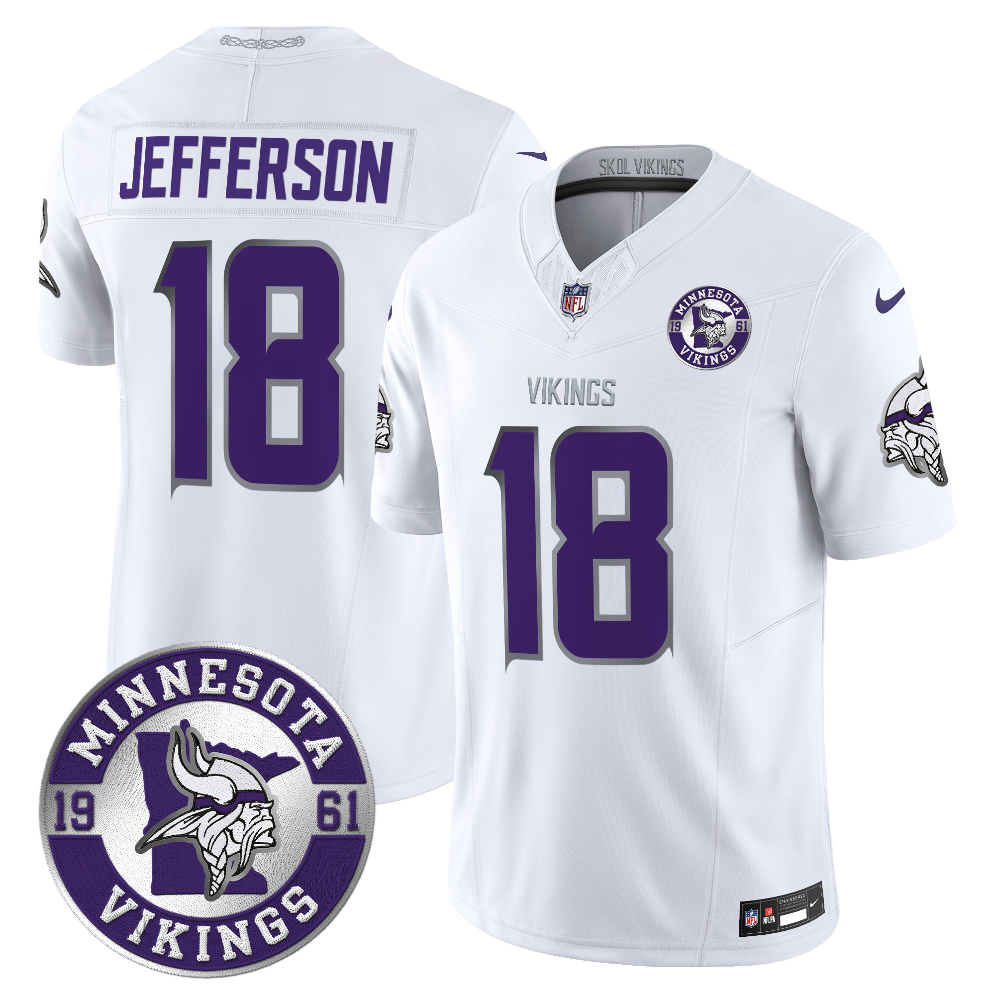 Justin Jefferson Men's Minnesota Vikings 2024 Vapor Limited White Limited Jersey - All Stitched