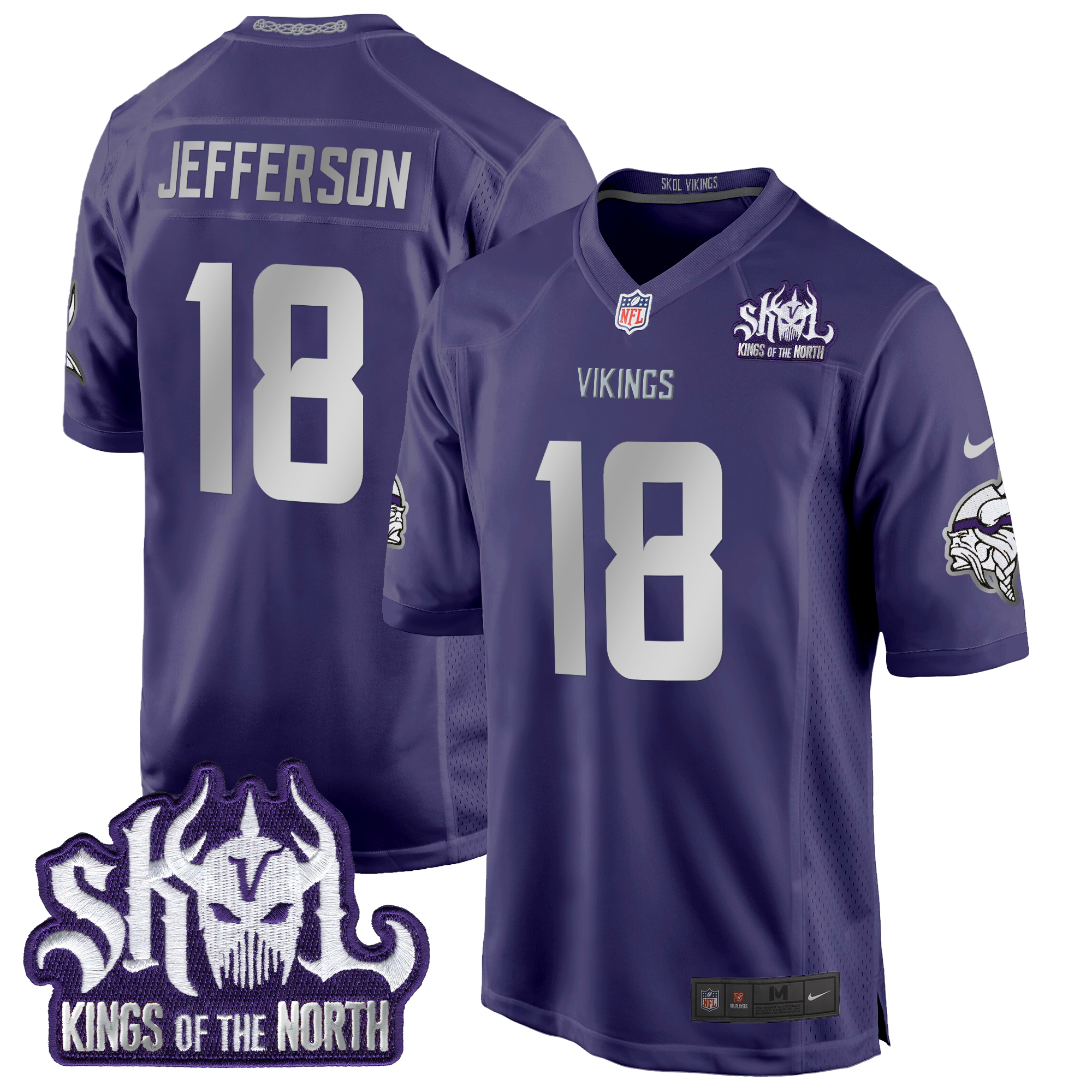 Justin Jefferson Men's Minnesota Vikings 2024 Winter Warrior Skol Patch Game Purple Jersey - All Stitched