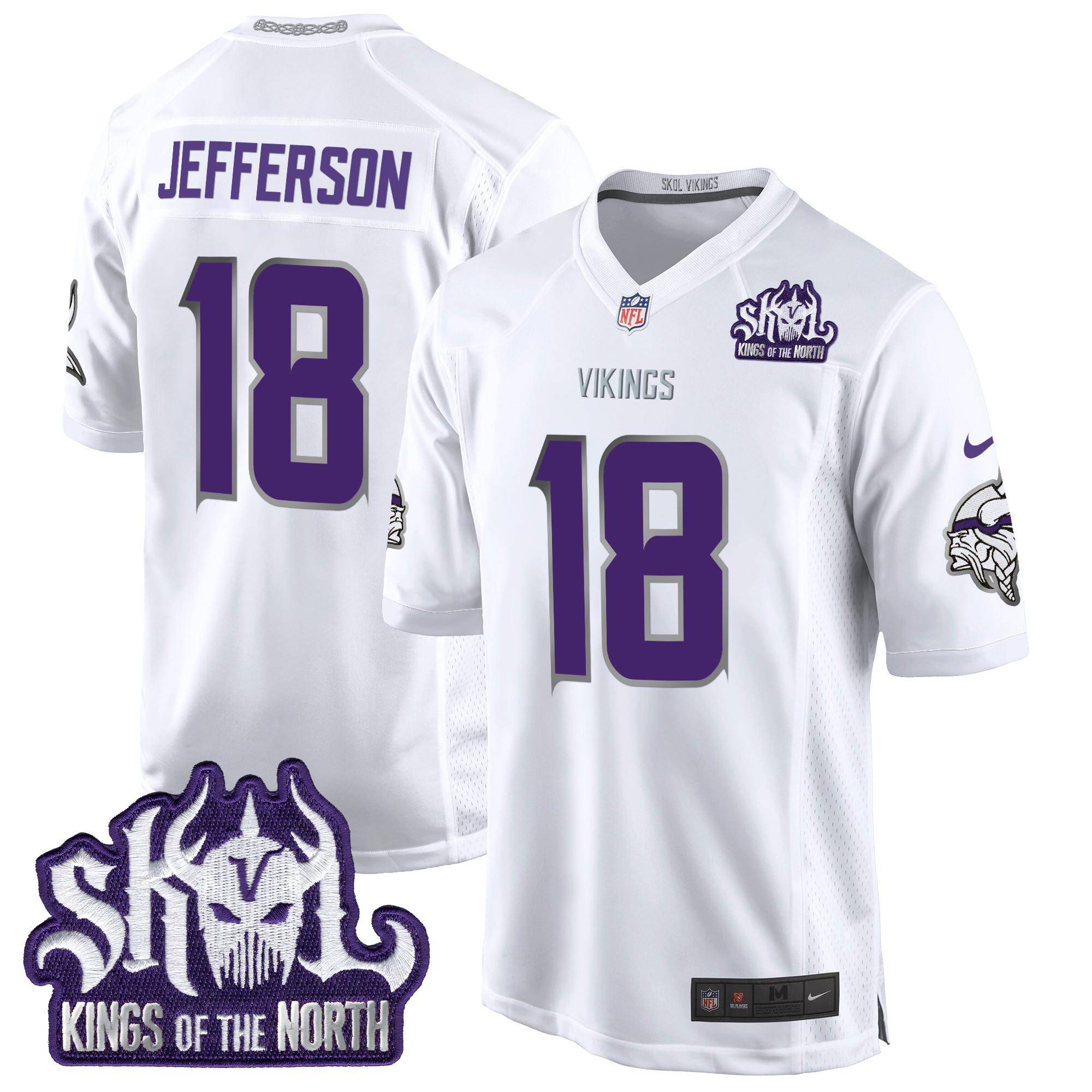 Justin Jefferson Men's Minnesota Vikings 2024 Winter Warrior Skol Patch Game White Limited Jersey - All Stitched