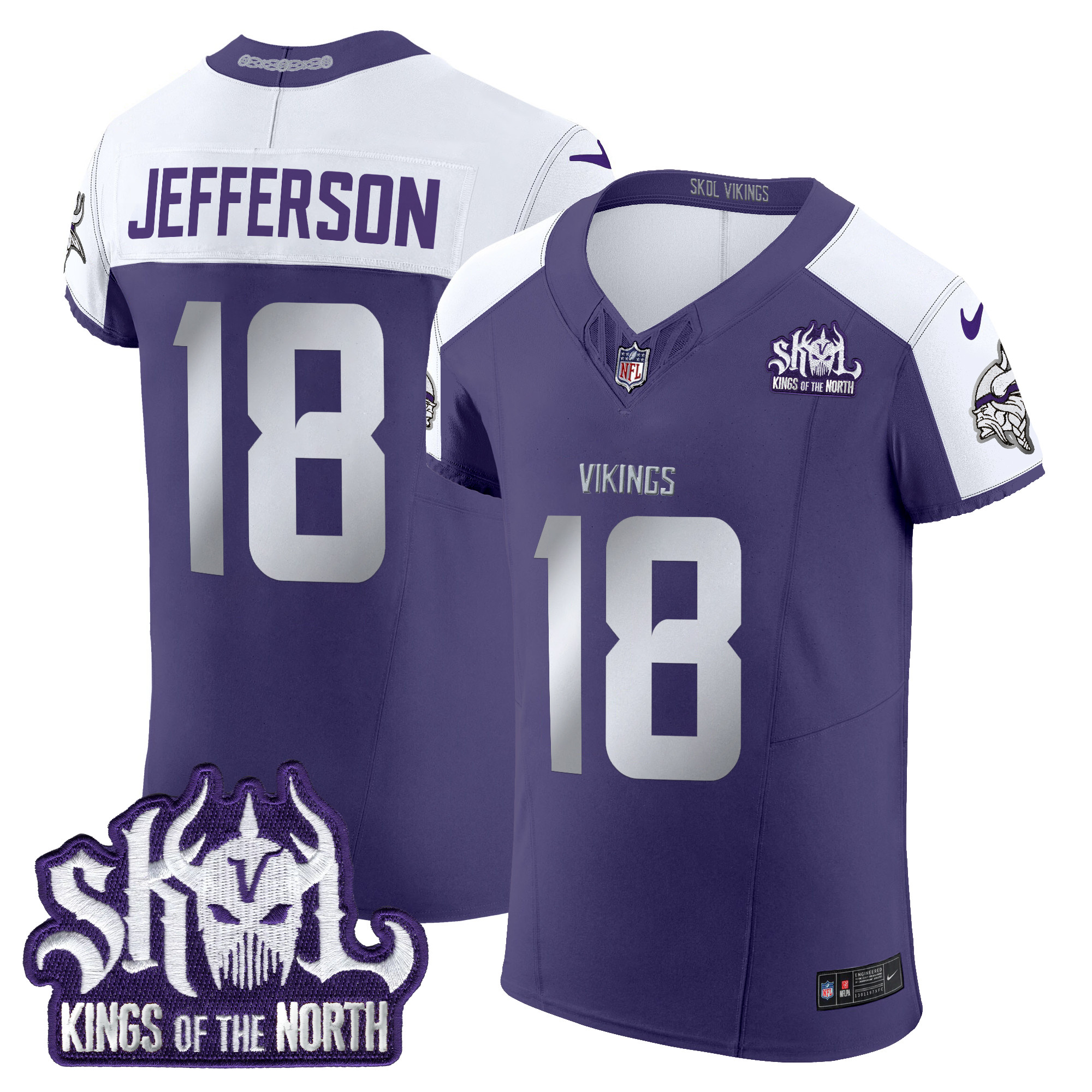 Justin Jefferson Men's Minnesota Vikings 2024 Winter Warrior Skol Patch Vapor Elite Purple Alternate Jersey - All Stitched