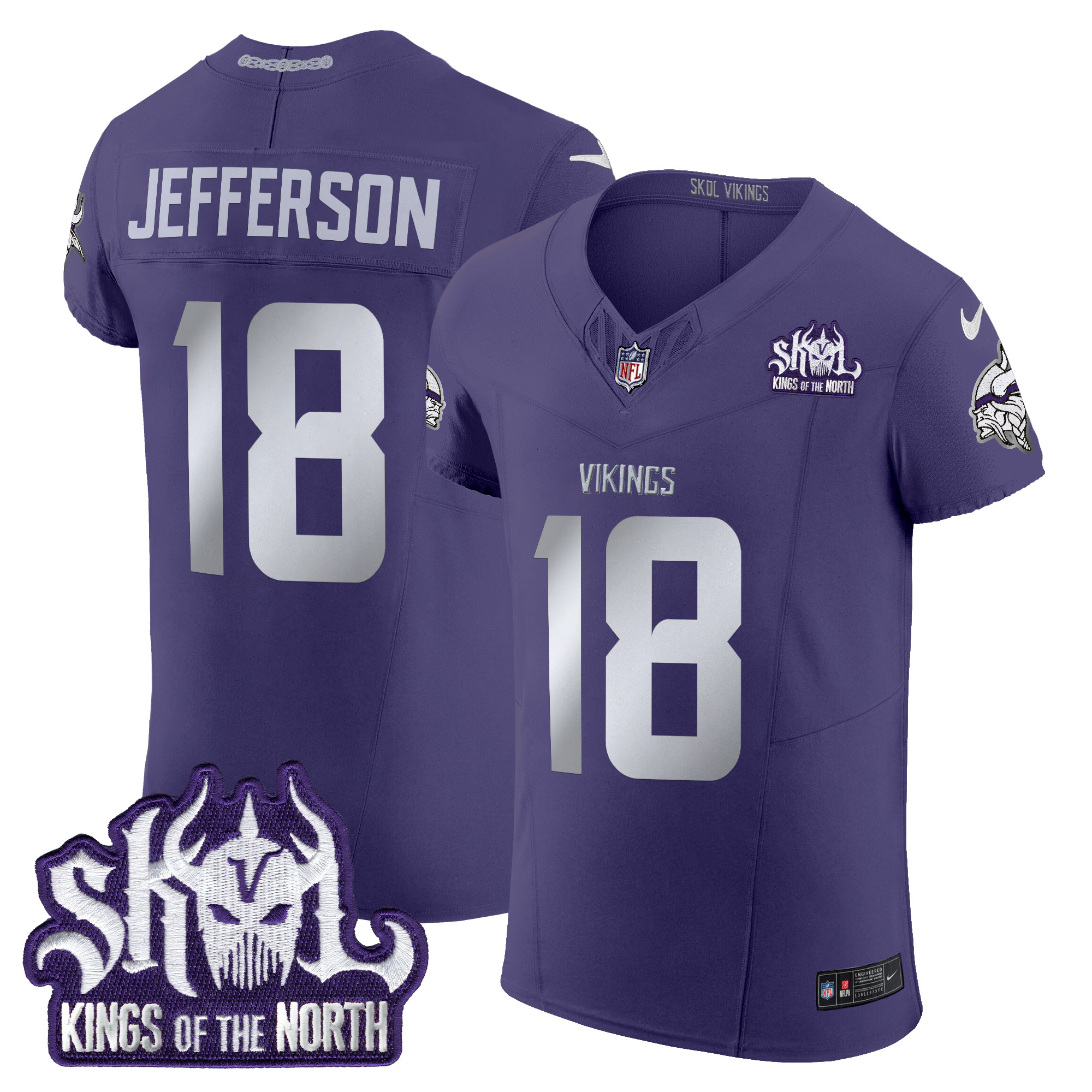 Justin Jefferson Men's Minnesota Vikings 2024 Winter Warrior Skol Patch Vapor Elite Purple Jersey - All Stitched