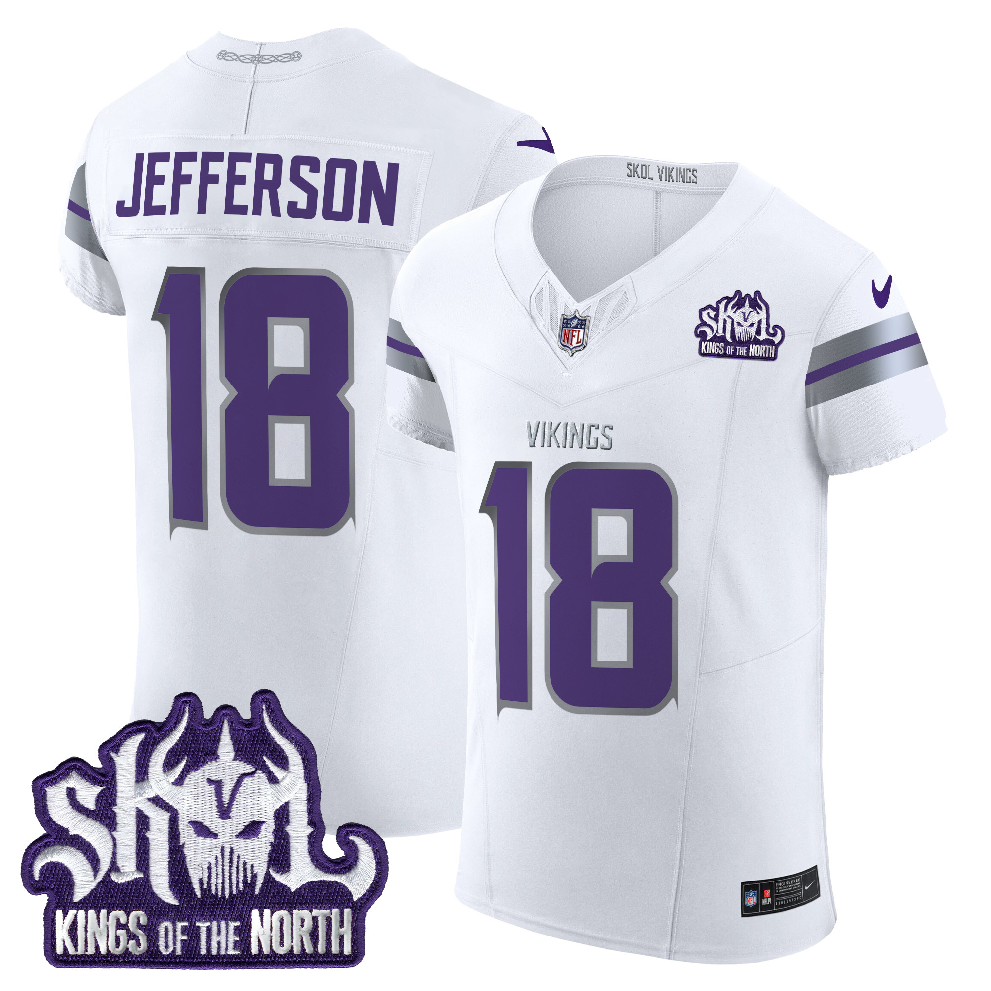 Justin Jefferson Men's Minnesota Vikings 2024 Winter Warrior Skol Patch Vapor Elite White Jersey - All Stitched
