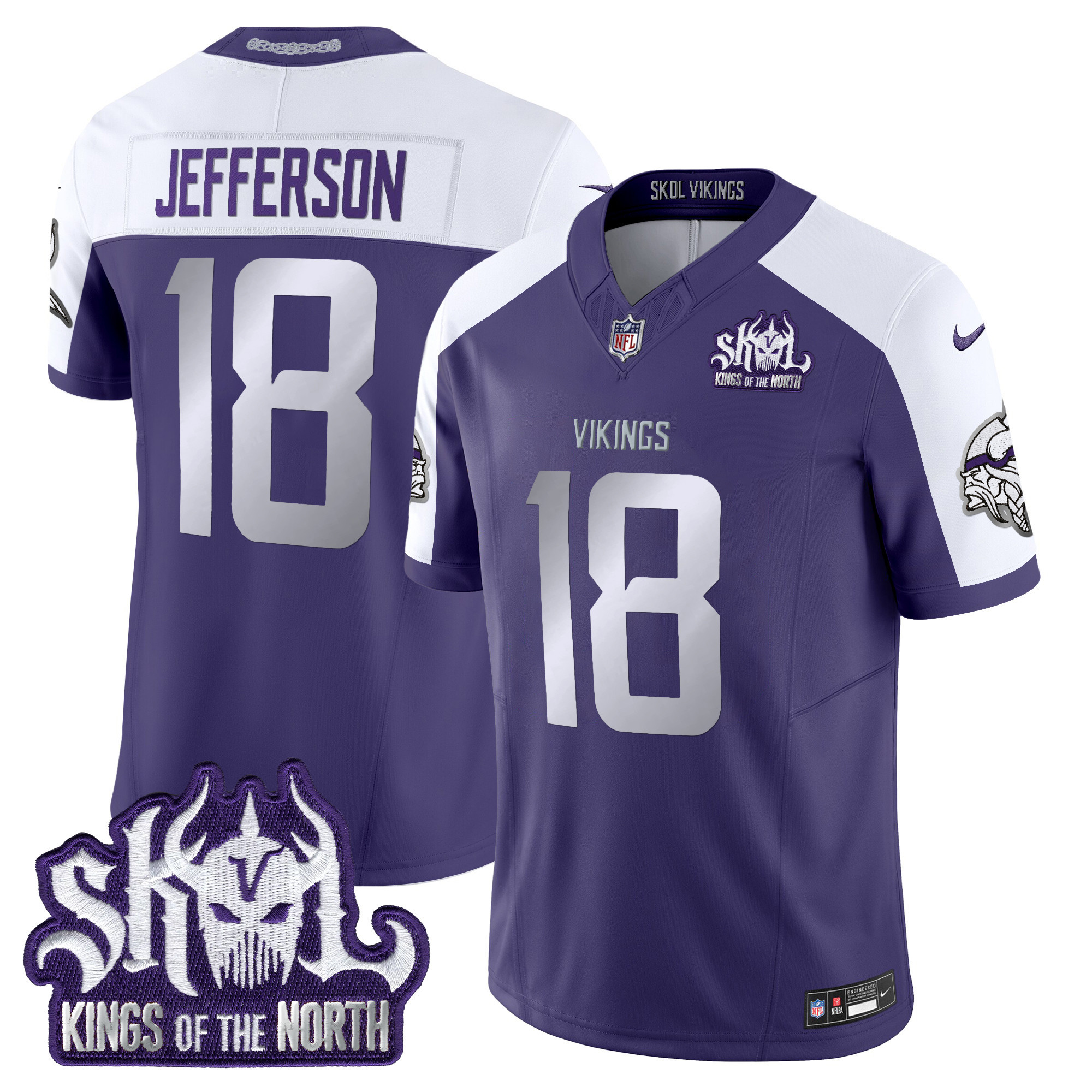 Justin Jefferson Men's Minnesota Vikings 2024 Winter Warrior Skol Patch Vapor Limited Purple Alternate Jersey - All Stitched