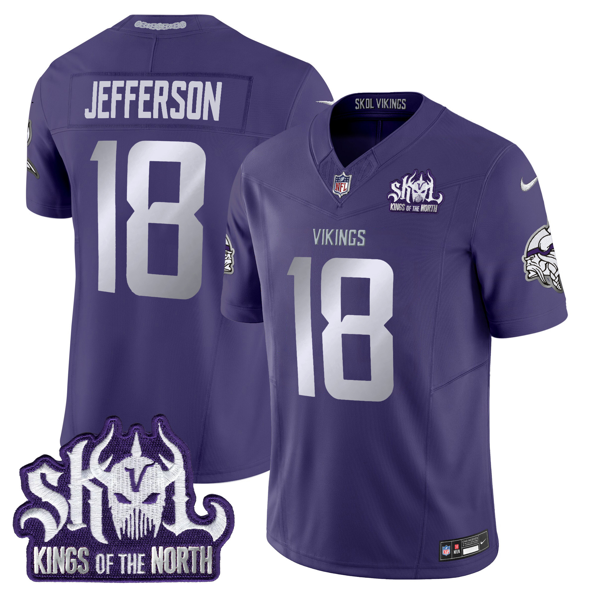 Justin Jefferson Men's Minnesota Vikings 2024 Winter Warrior Skol Patch Vapor Limited Purple Jersey - All Stitched