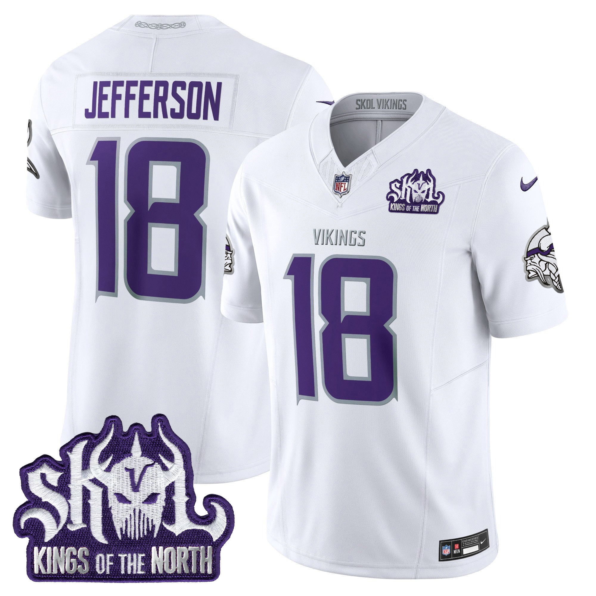 Justin Jefferson Men's Minnesota Vikings 2024 Winter Warrior Skol Patch Vapor Limited White Limited Jersey - All Stitched