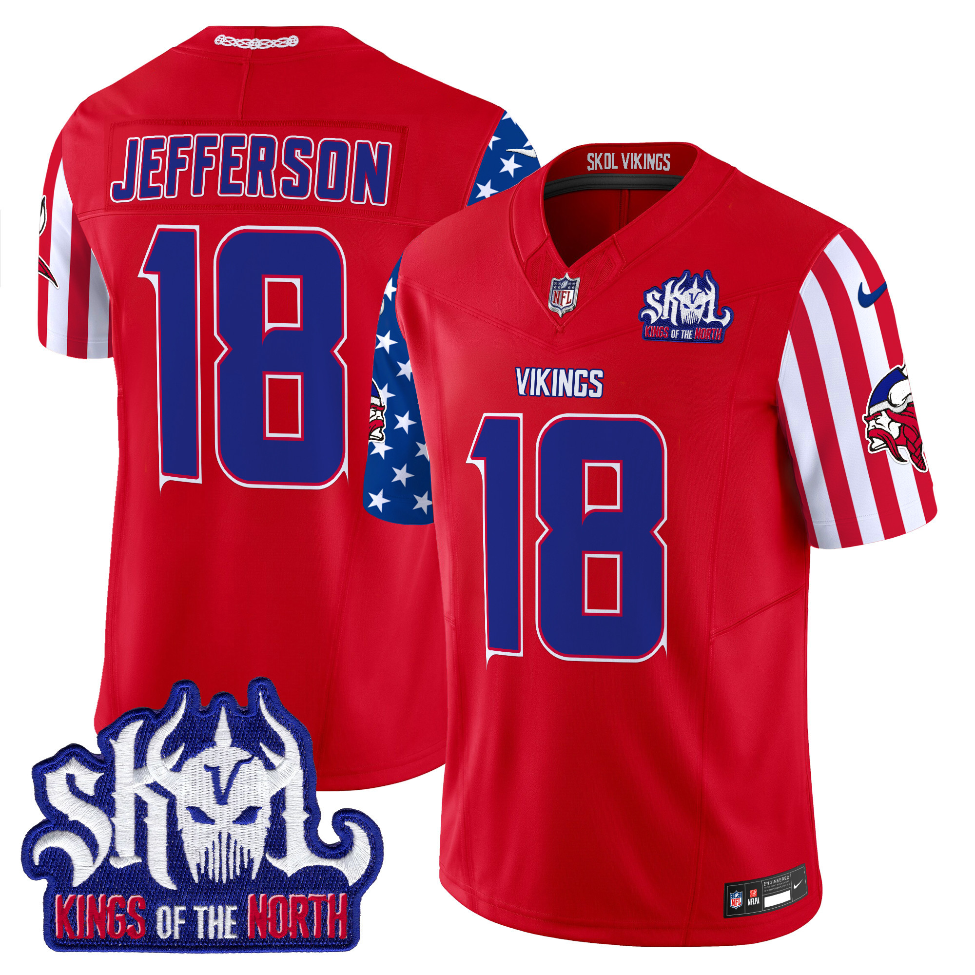 Justin Jefferson Men's Minnesota Vikings American Style Vapor Limited Red Jersey - All Stitched