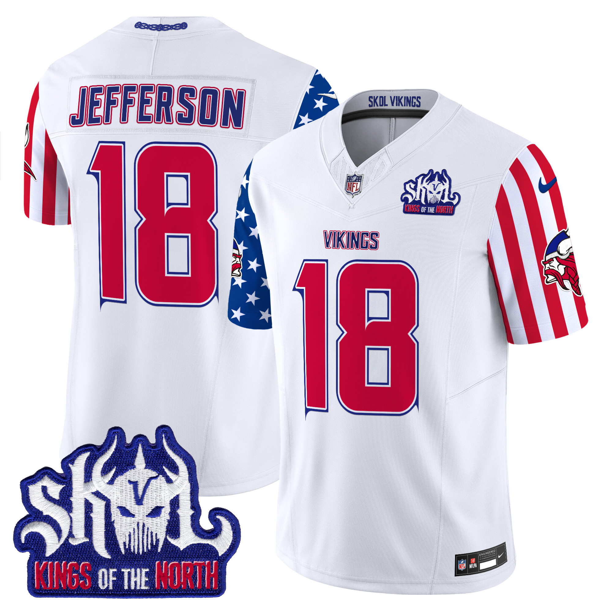 Justin Jefferson Men's Minnesota Vikings American Style Vapor Limited White Jersey - All Stitched