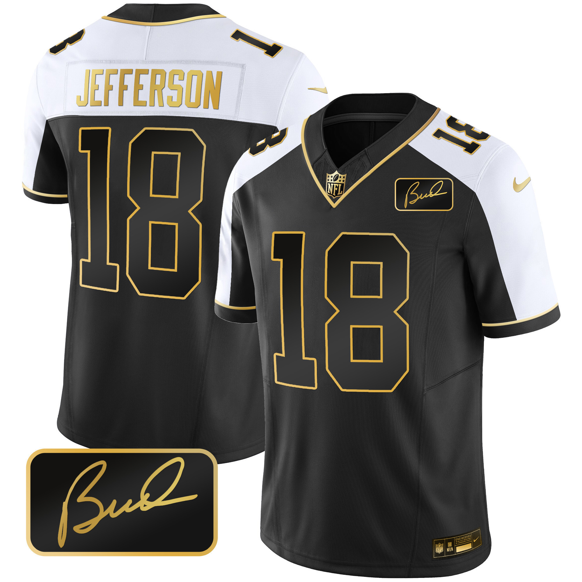 Justin Jefferson Men's Minnesota Vikings Bud Grant Patch Gold Limited Alternate Jersey - All Stitched