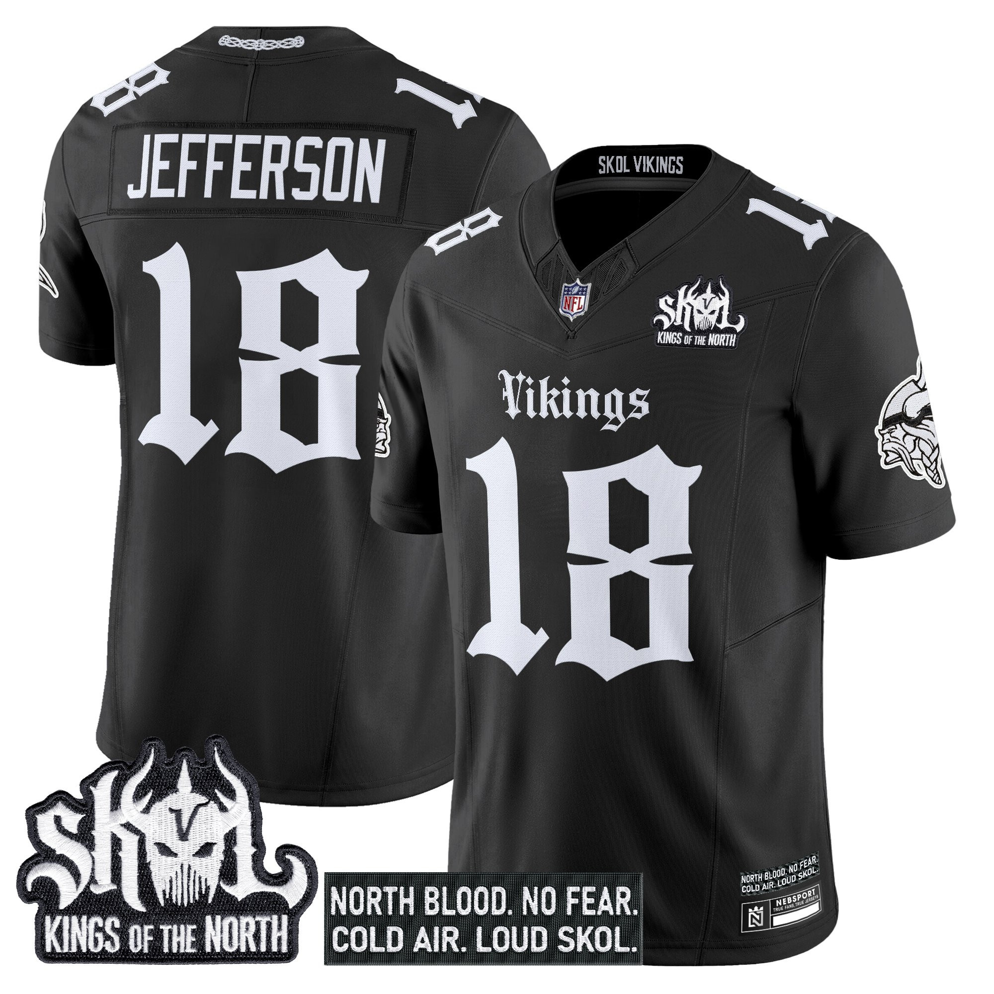 Justin Jefferson Men's Minnesota Vikings 'Gothic Norseblood Edition' Vapor Limited Black Jersey - All Stitched
