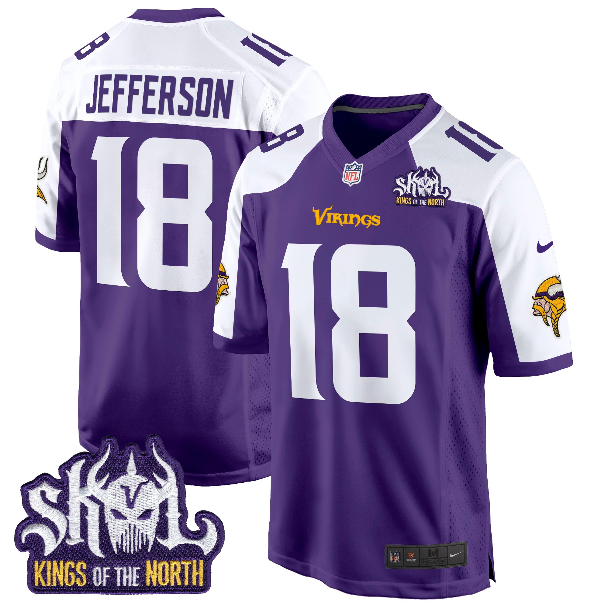 Justin Jefferson Men's Minnesota Vikings King Of The North Patch Game Purple Alternate Jersey - All Stitched