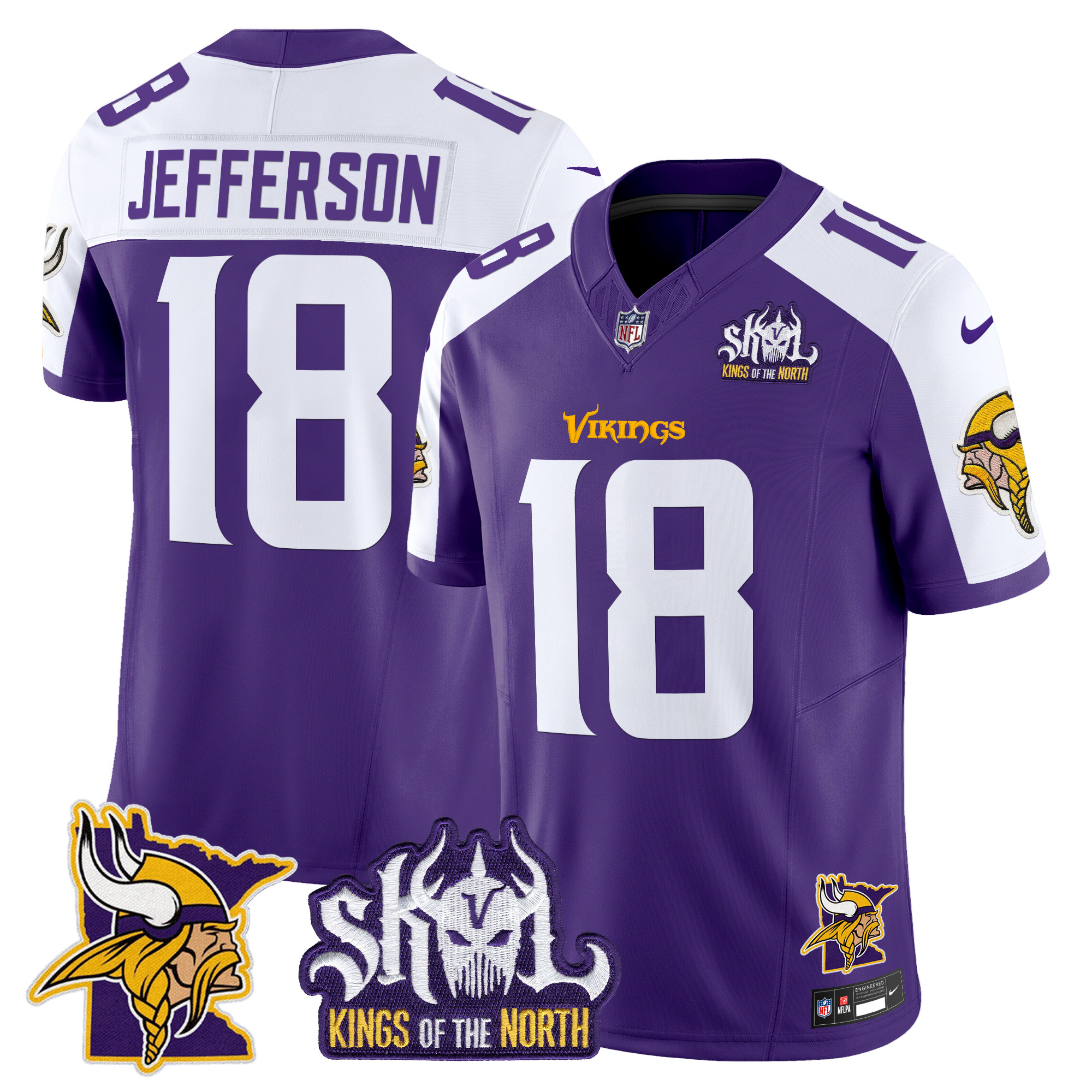 Justin Jefferson Men's Minnesota Vikings Kings Of The North Patch Vapor Limited Purple Alternate Jersey - All Stitched