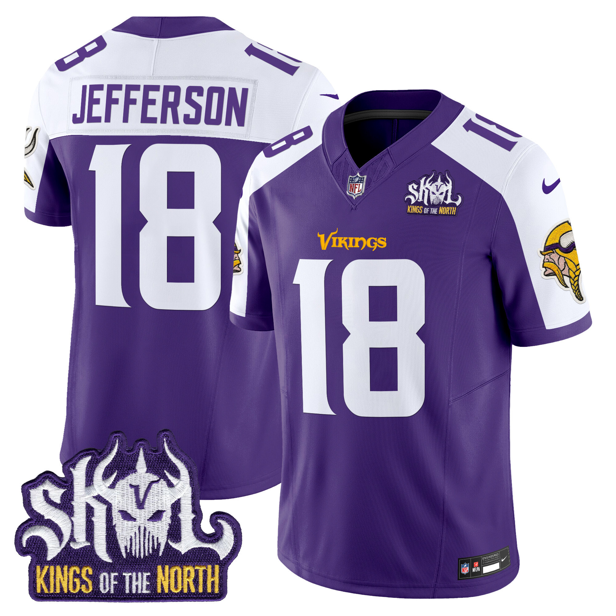 Justin Jefferson Men's Minnesota Vikings Kings Of The North Patch Vapor Limited Purple Alternate Jersey - All Stitched