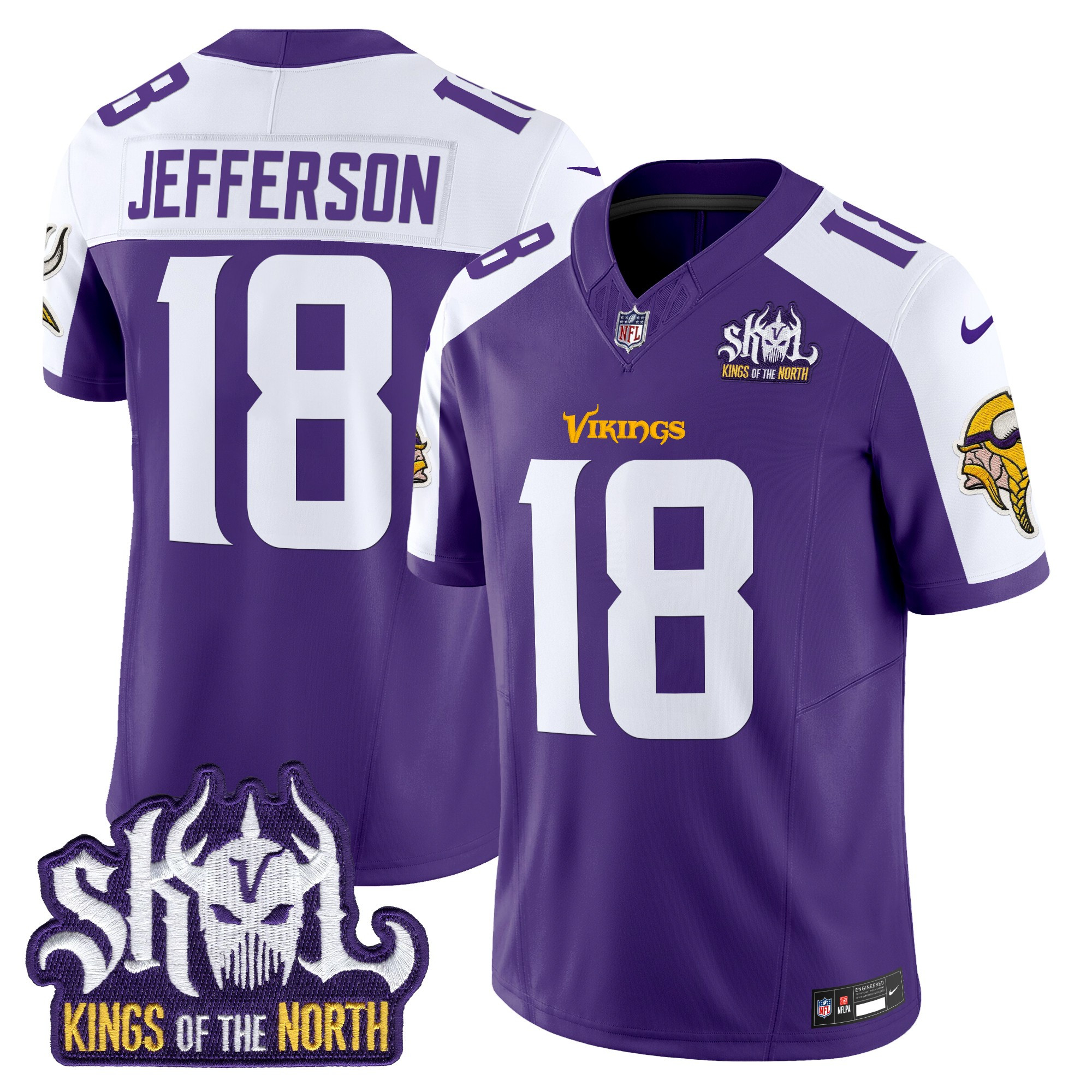 Justin Jefferson Men's Minnesota Vikings Kings Of The North Patch Vapor Limited Purple Alternate Jersey - All Stitched