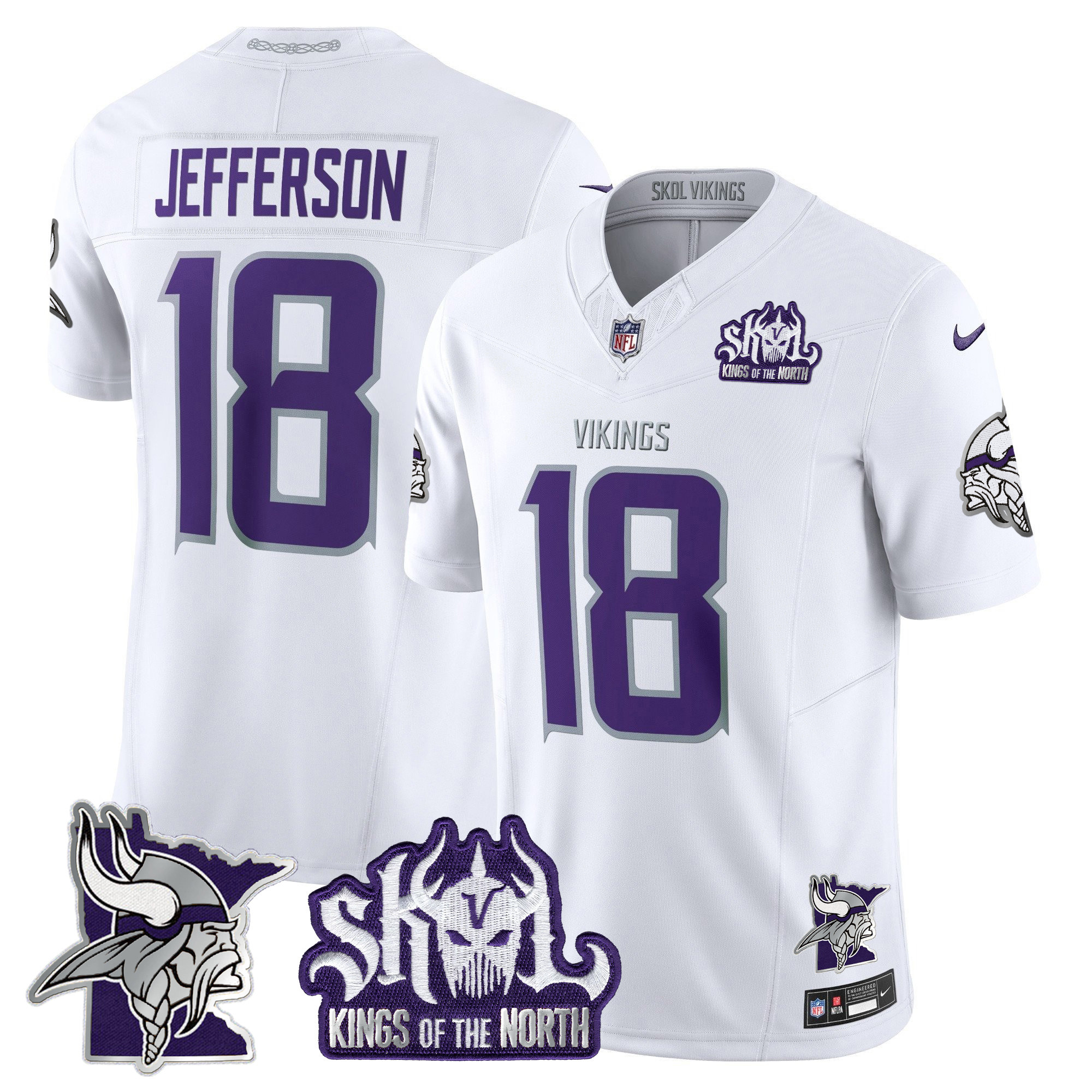 Justin Jefferson Men's Minnesota Vikings Kings Of The North Patch Vapor Limited Winter Warrior Jersey - All Stitched